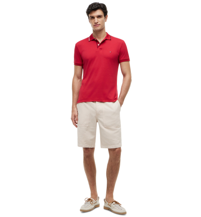 Tommy Hilfiger Men's Slim-Fit Smooth Touch Tipped Polo Shirt - Medium Red