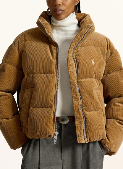 POLO RALPH LAUREN Daunenjacke aus Cord – HELLBRAUN