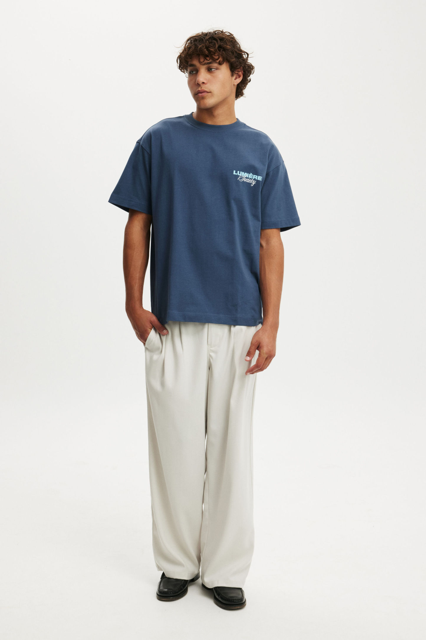 Box Fit Text T-Shirt, MOONLIGHT BLUE/LUMIERE SOCIETY - example image 3