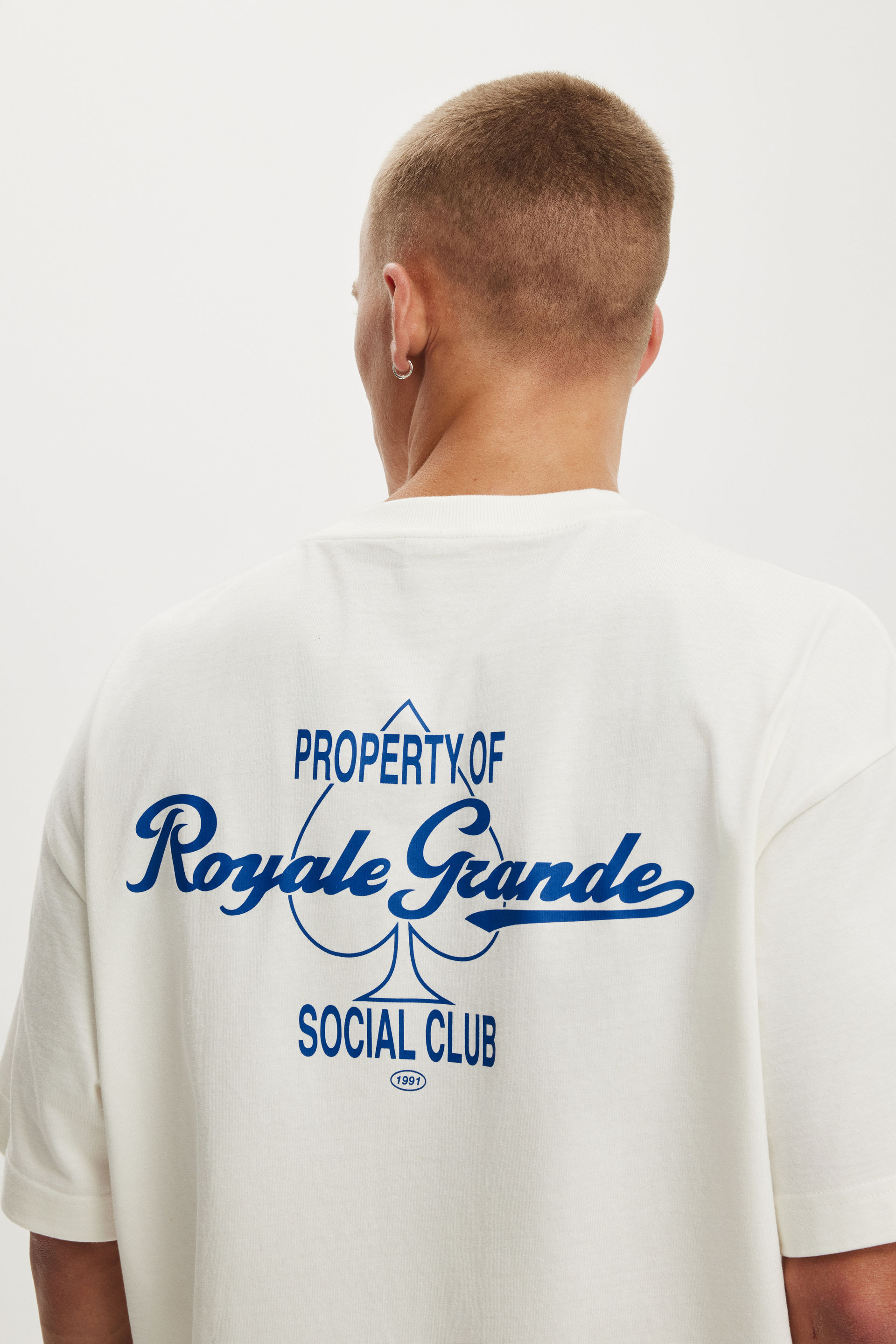Box Fit Text T-Shirt, VINTAGE WHITE / ROYALE GRANDE - example image 4