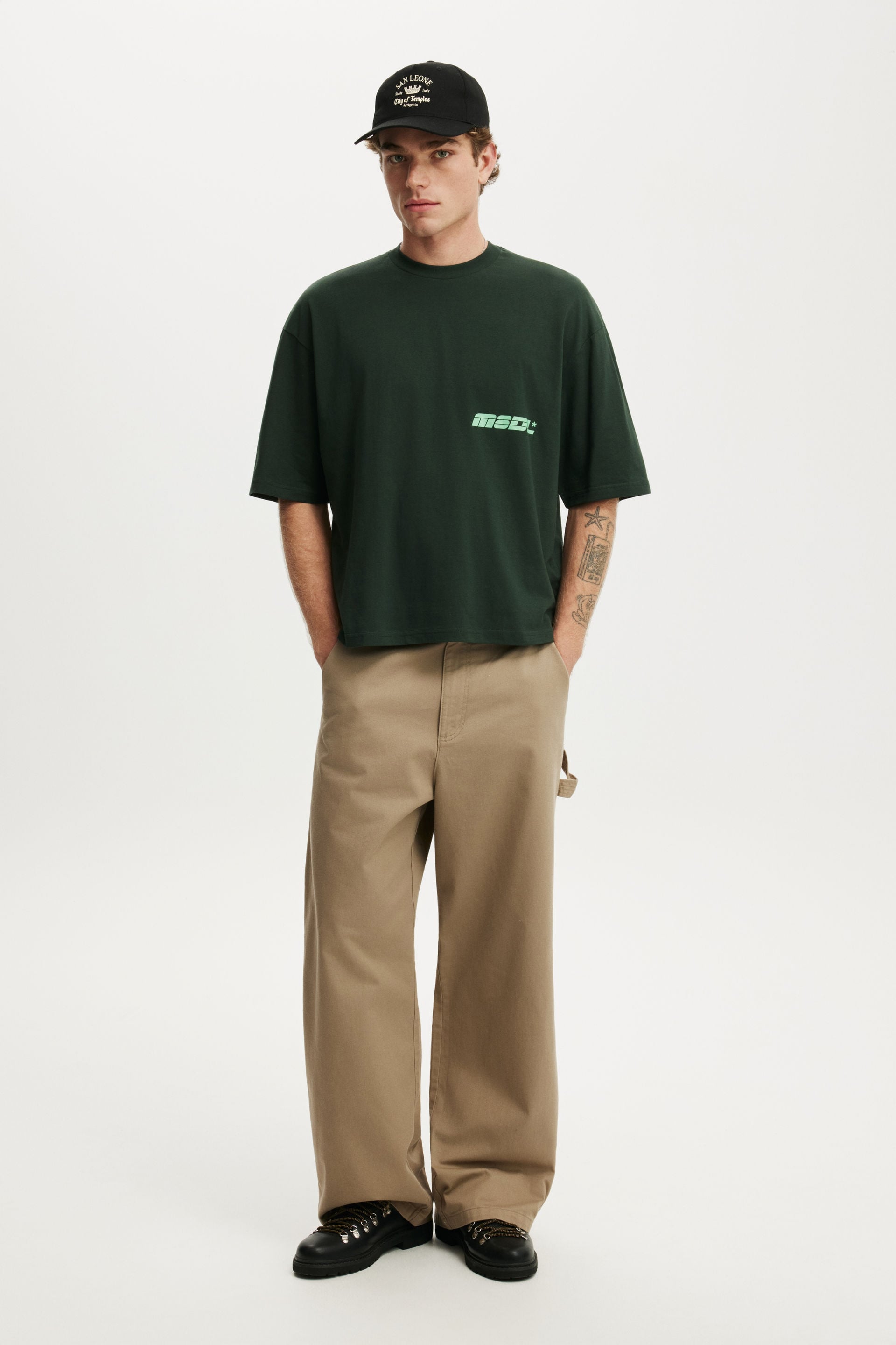Cropped Fit Graphic T-Shirt, HERITAGE GREEN / LOGISTICS - example image 2