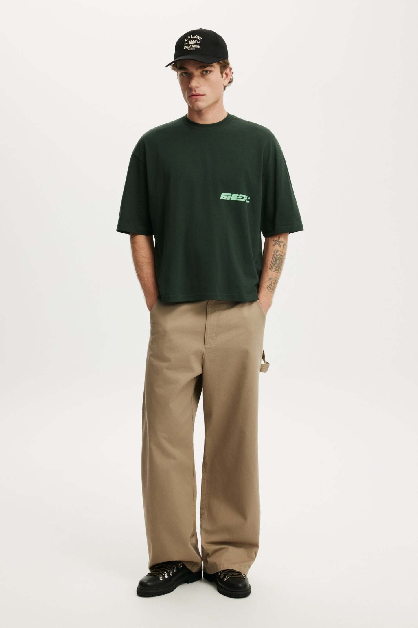 Cropped Fit Graphic T-Shirt, HERITAGE GREEN / LOGISTICS - example image 2