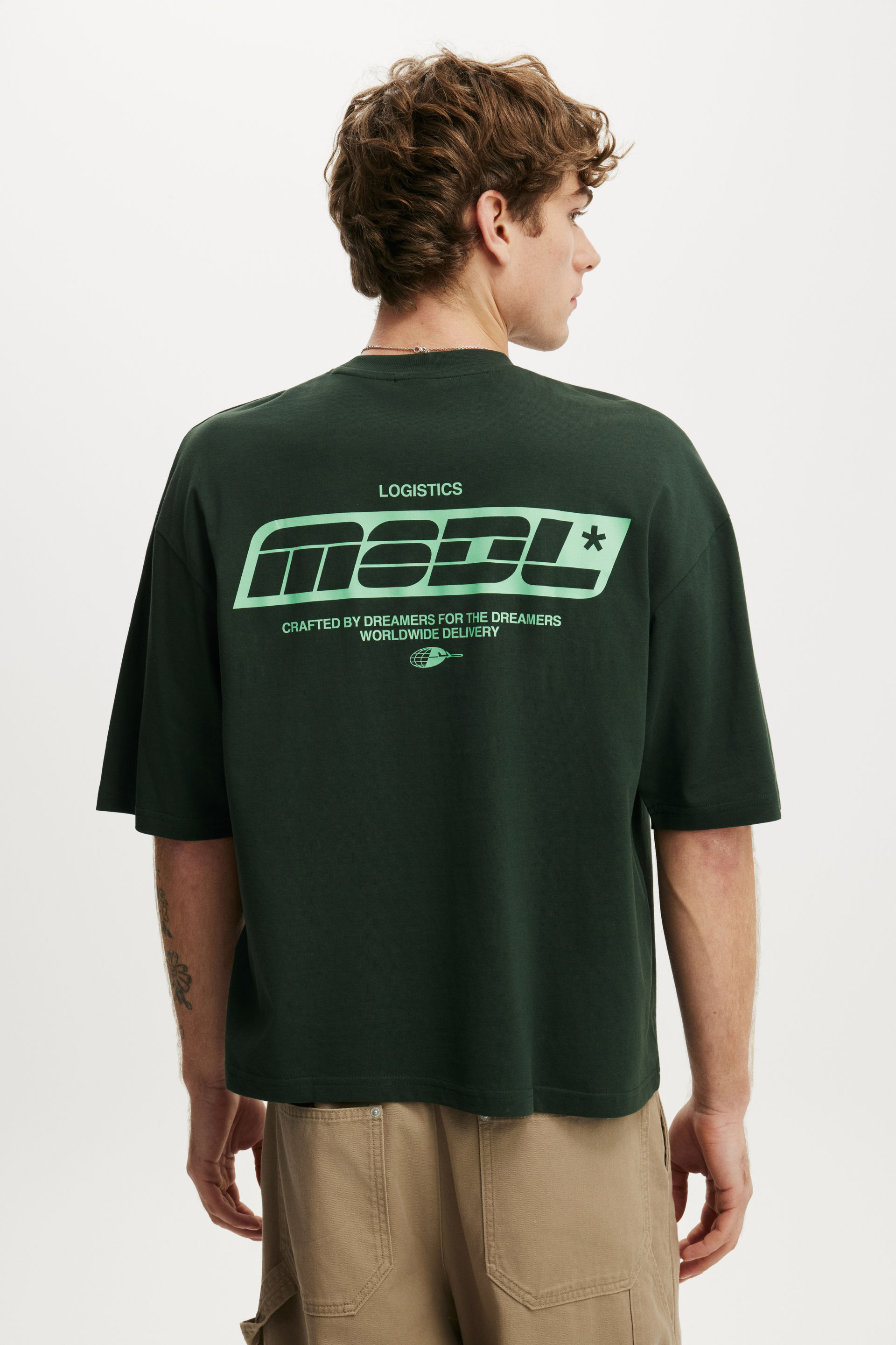 Cropped Fit Graphic T-Shirt, HERITAGE GREEN / LOGISTICS - example image 3