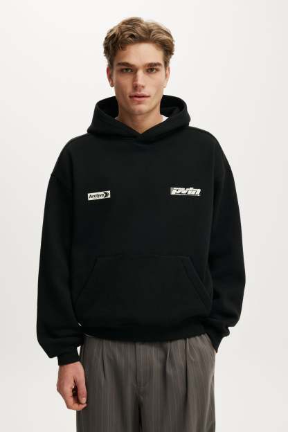 Box Fit Graphic Hoodie, BLACK / PVLN - example image 1