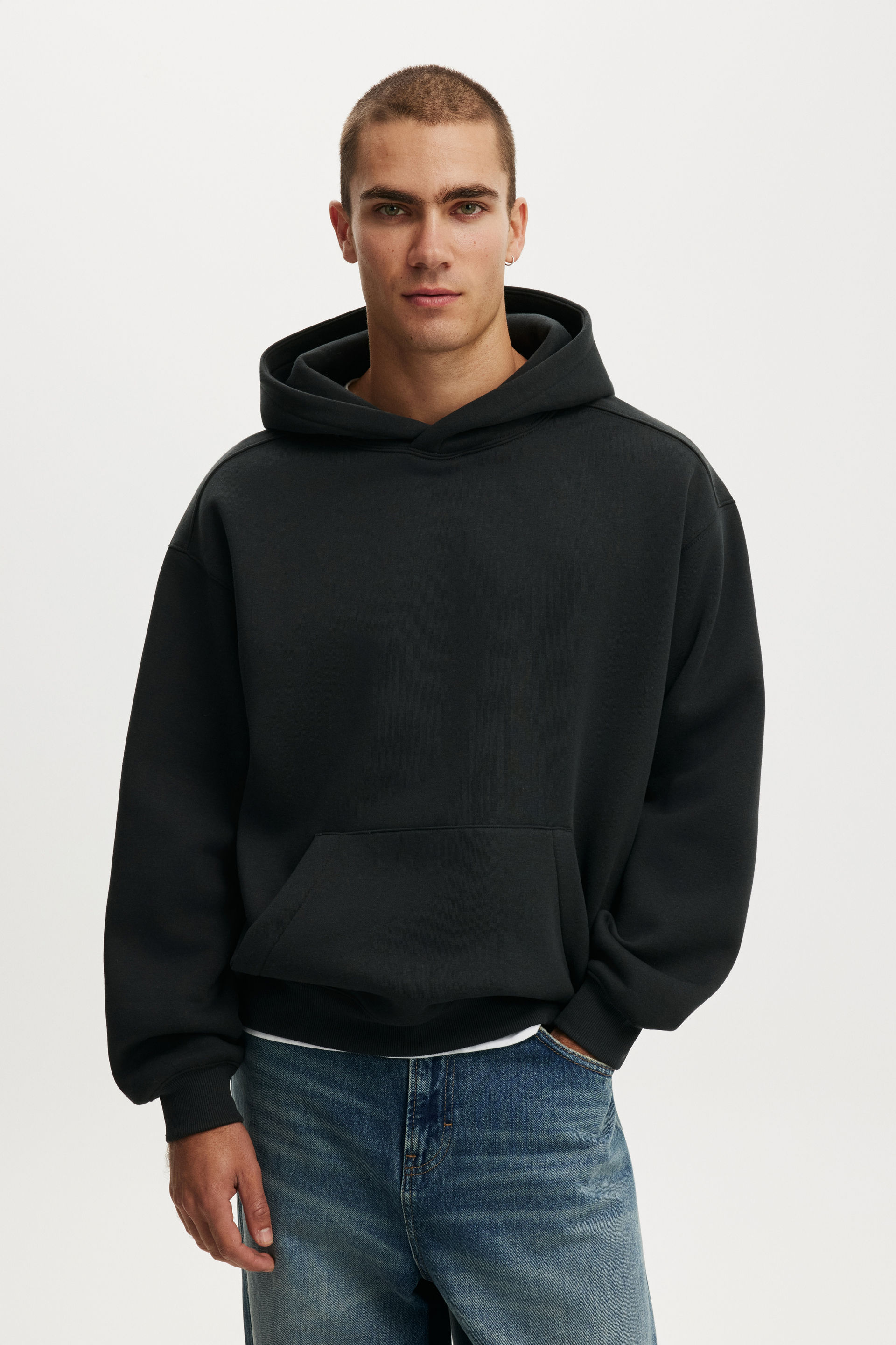 Box Fit Hoodie, WASHED BLACK - example image 2
