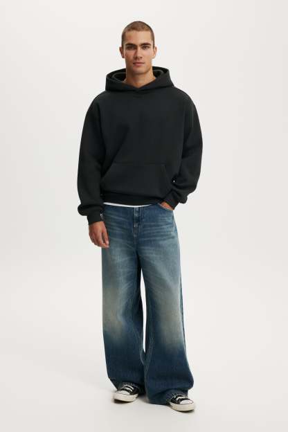 Box Fit Hoodie, WASHED BLACK - example image 1