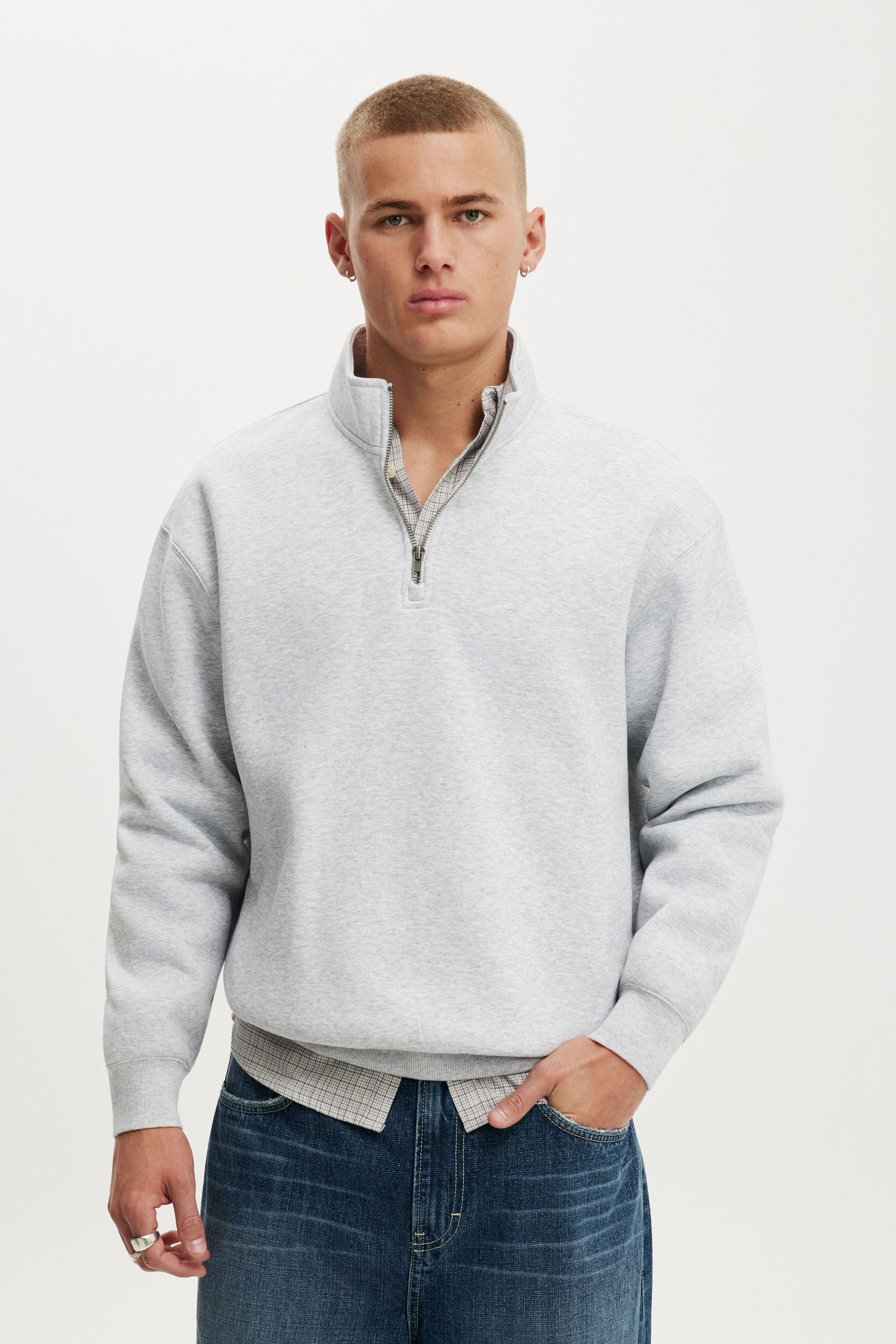 1/4 Zip Fleece, GREY MARLE - example image 2