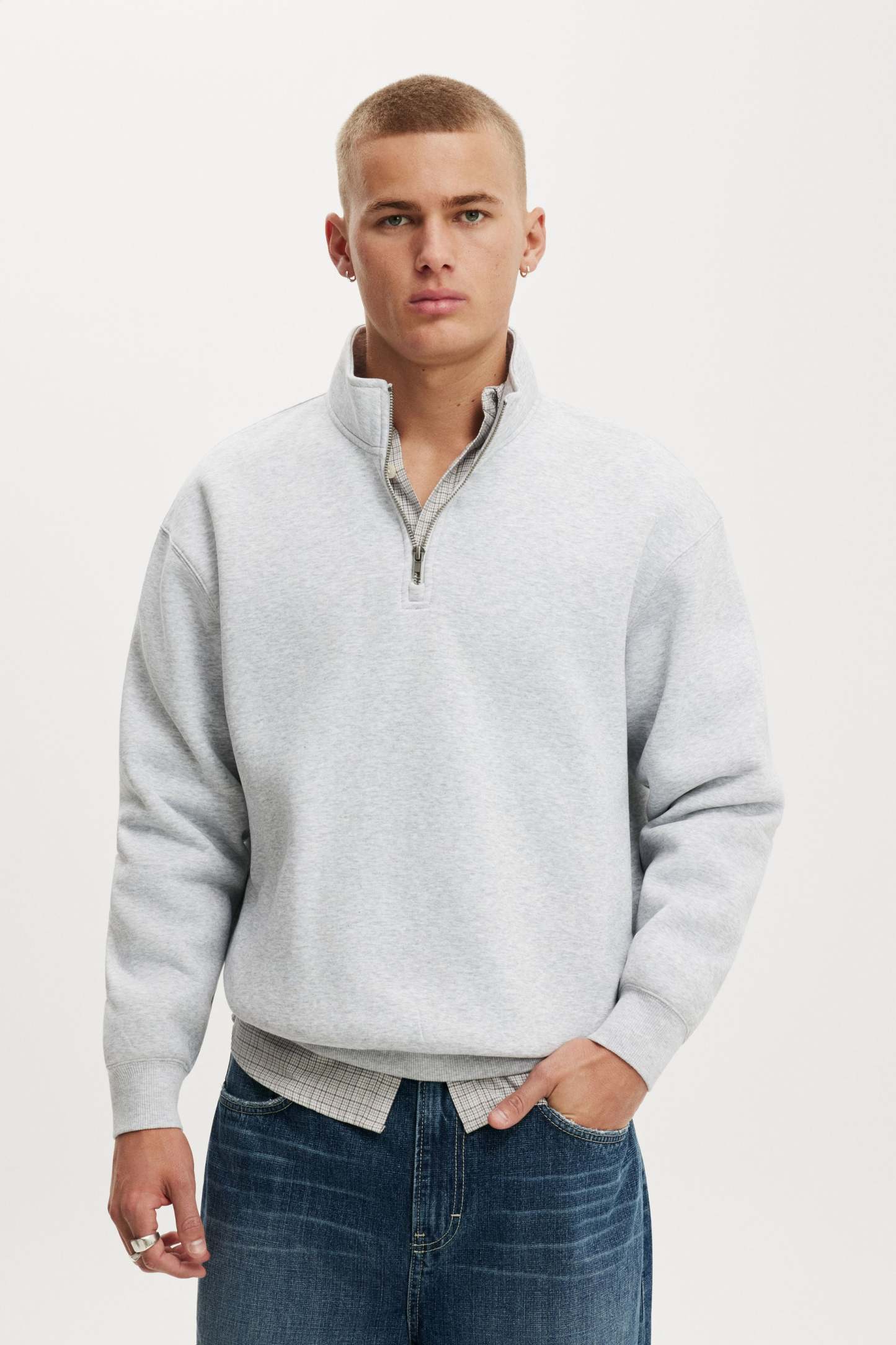 1/4 Zip Fleece, GREY MARLE - example image 2