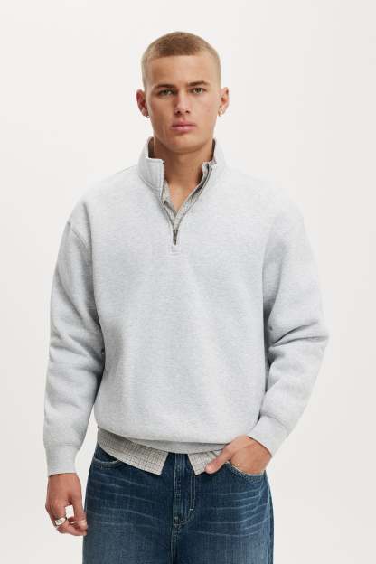 1/4 Zip Fleece, GREY MARLE - example image 2