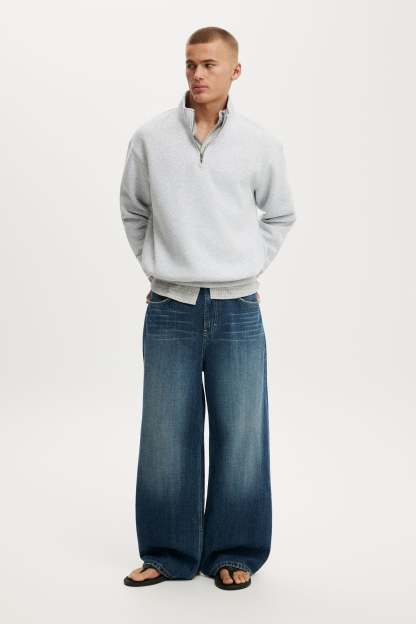 1/4 Zip Fleece, GREY MARLE - example image 1