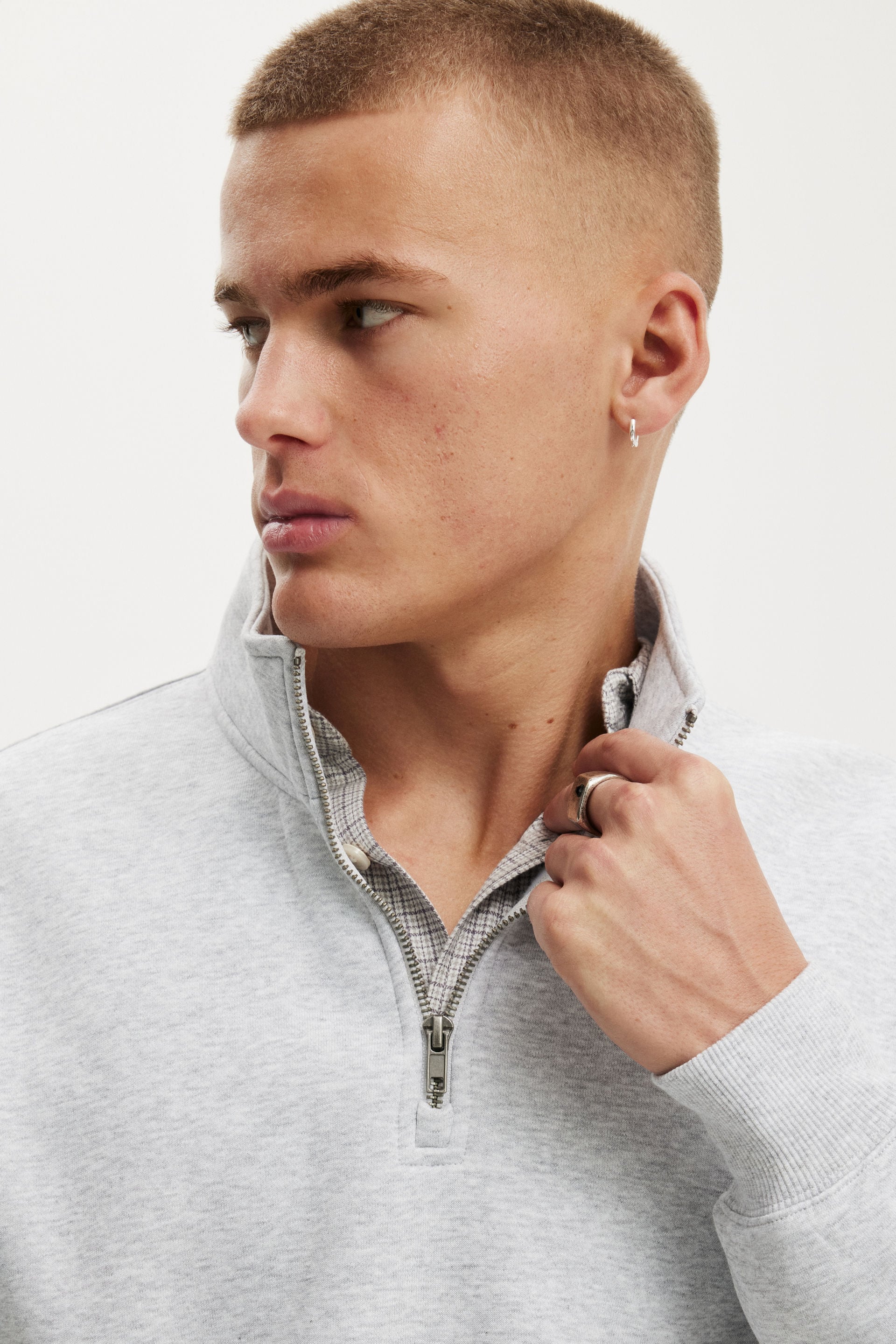 1/4 Zip Fleece, GREY MARLE - example image 3