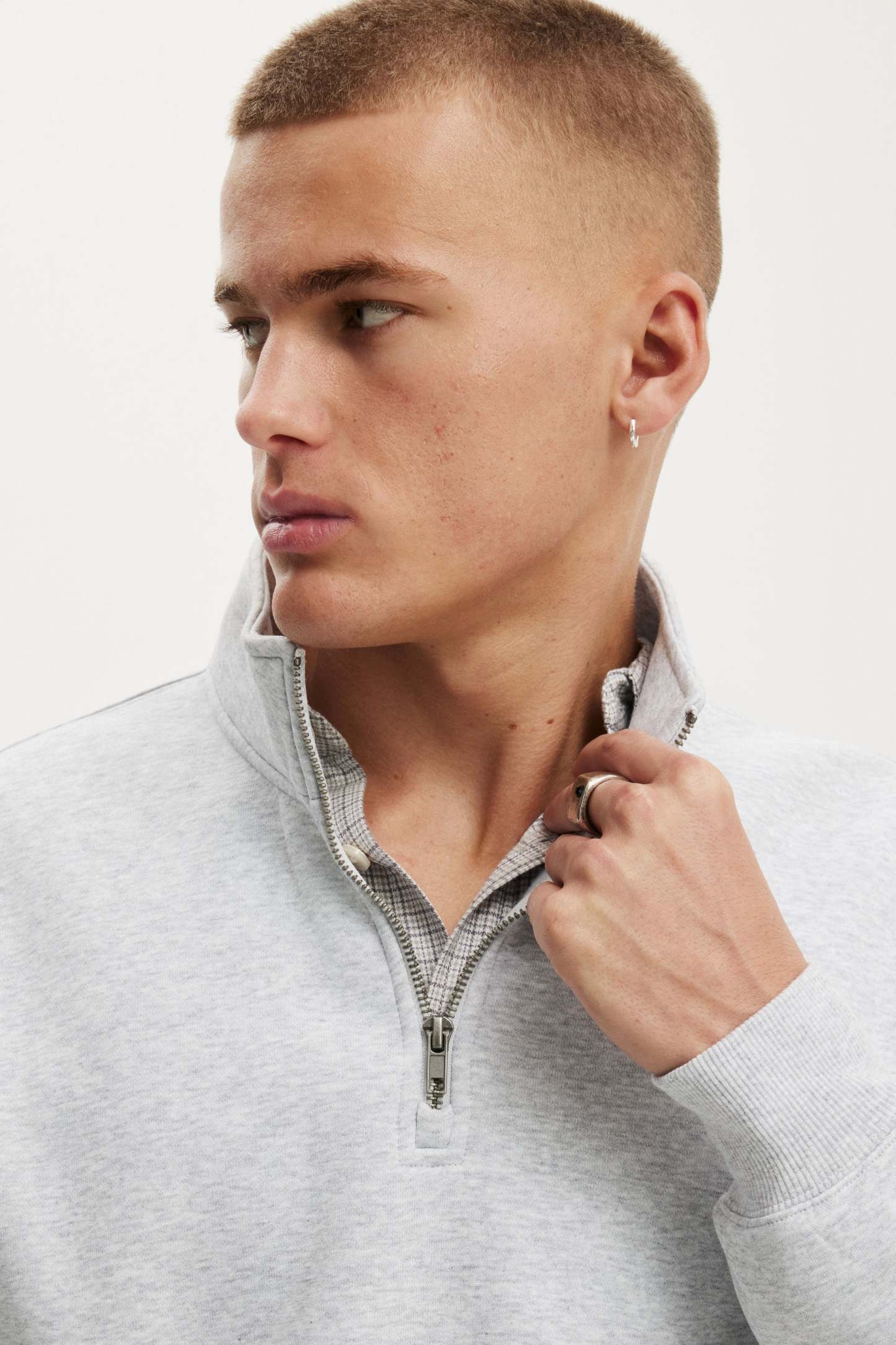 1/4 Zip Fleece, GREY MARLE - example image 3