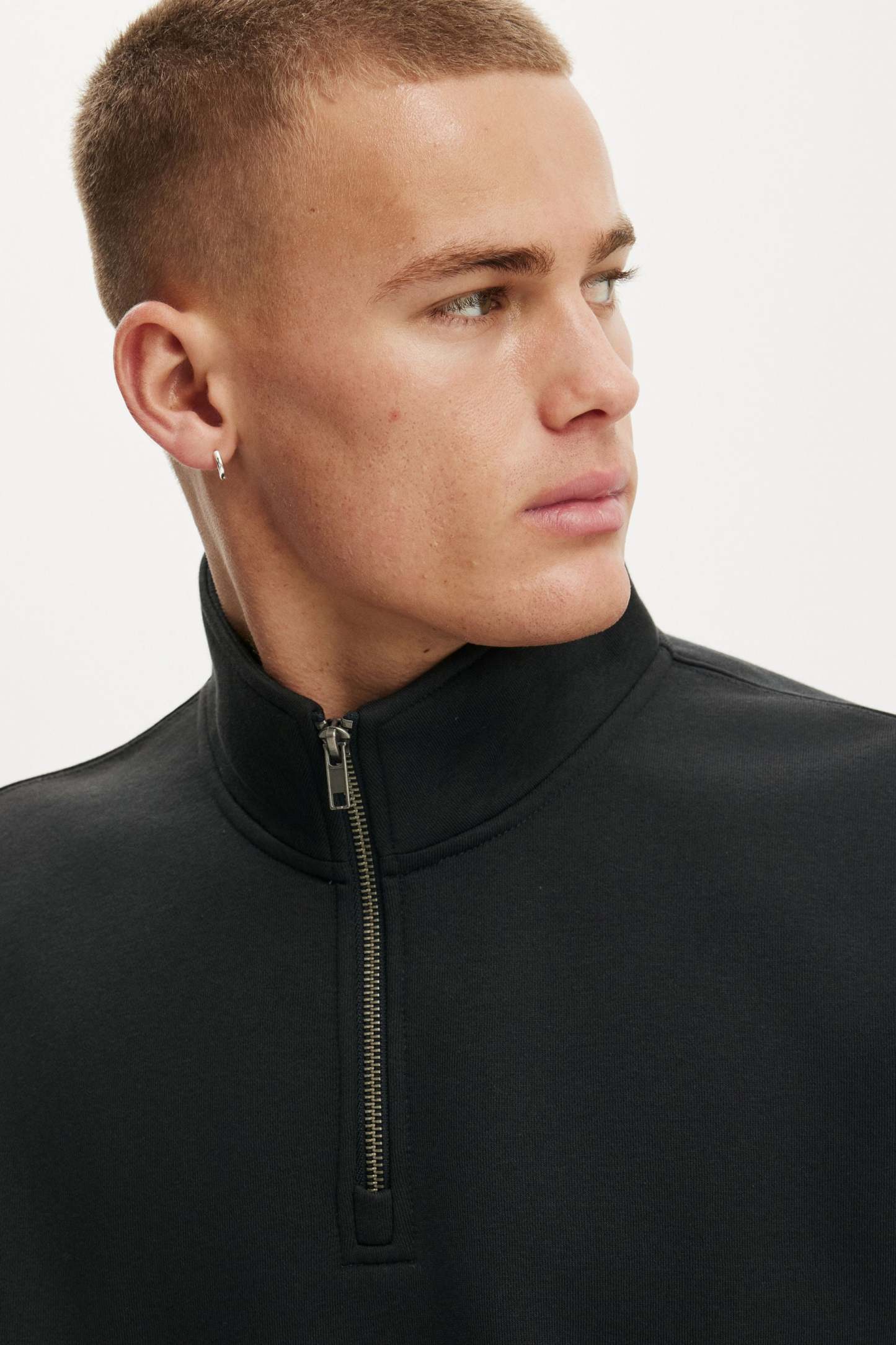 1/4 Zip Fleece, WASHED BLACK - example image 2
