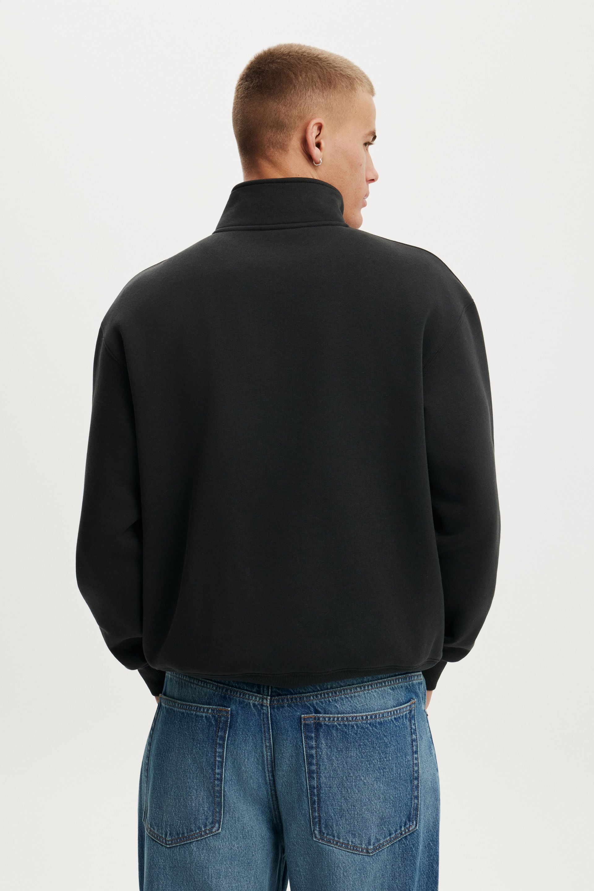 1/4 Zip Fleece, WASHED BLACK - example image 3
