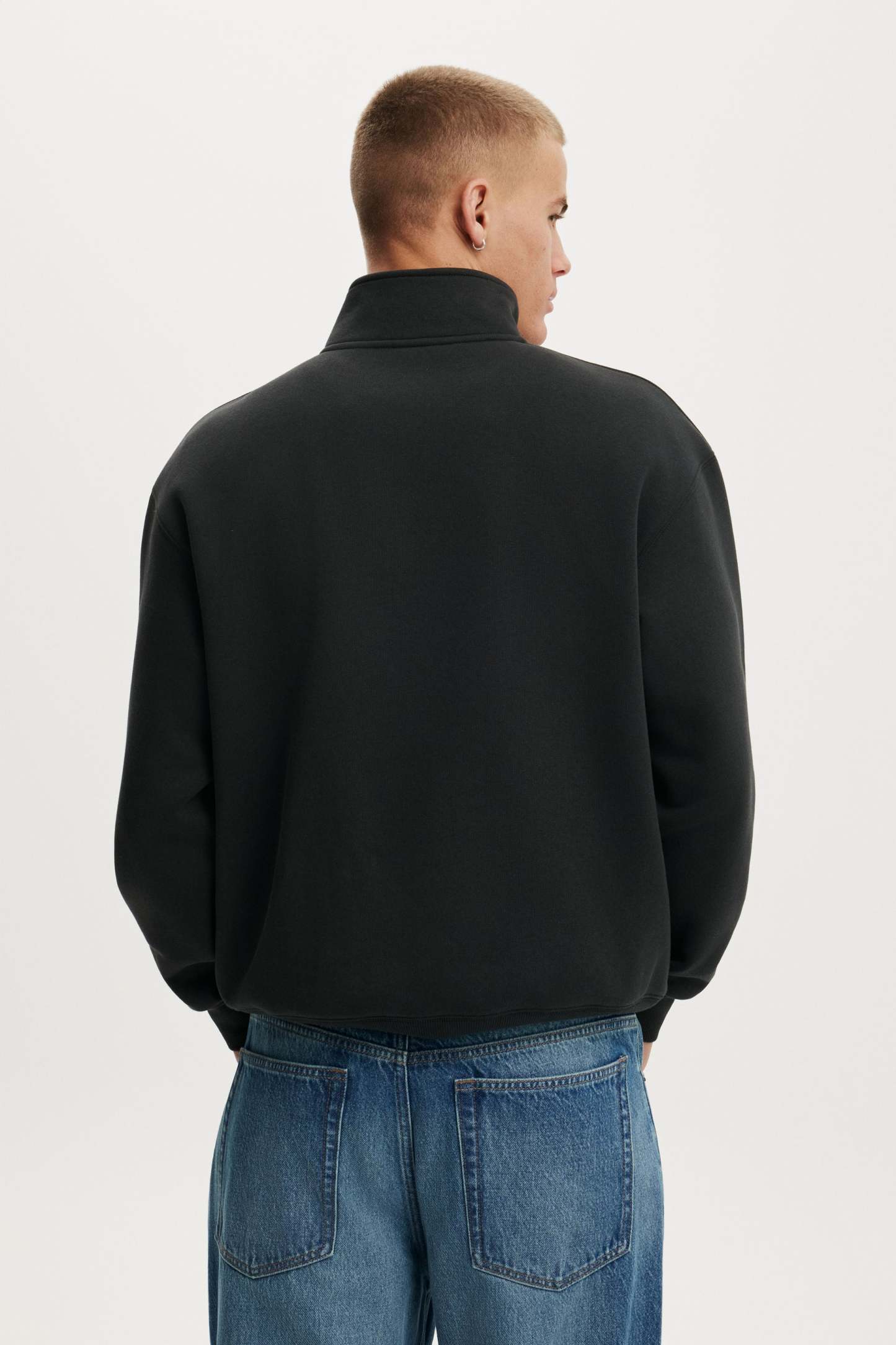 1/4 Zip Fleece, WASHED BLACK - example image 3