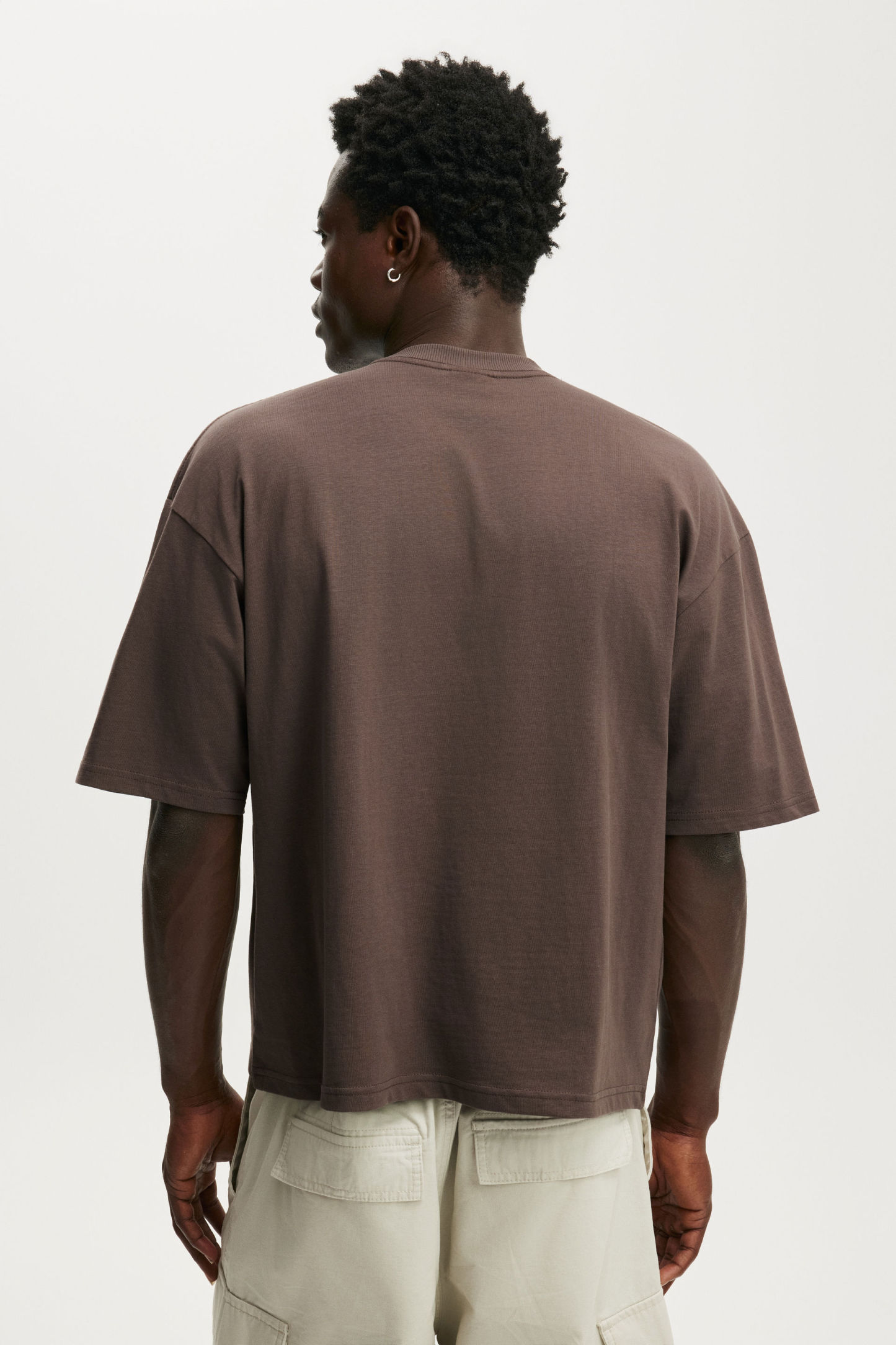 Cropped Fit T-Shirt, WASHED CHOCOLATE - example image 3