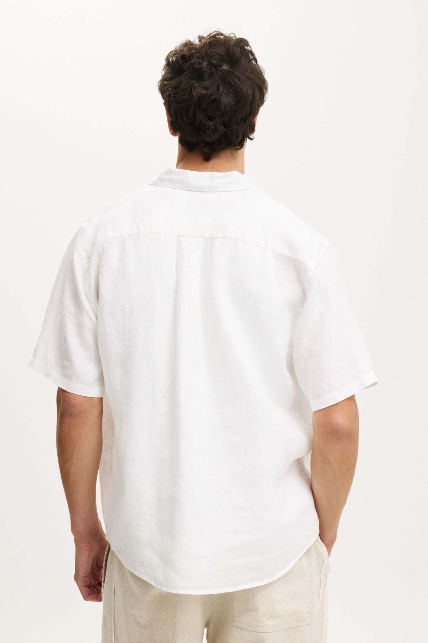 Relaxed Linen Short Sleeve Shirt, WHITE - example image 3