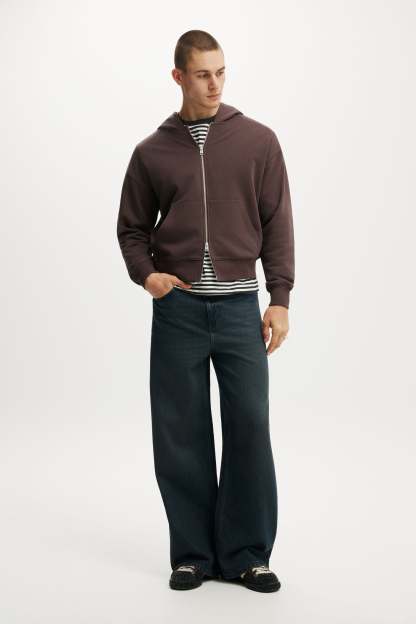 Zip Up Hoodie, DARK BROWN - example image 1