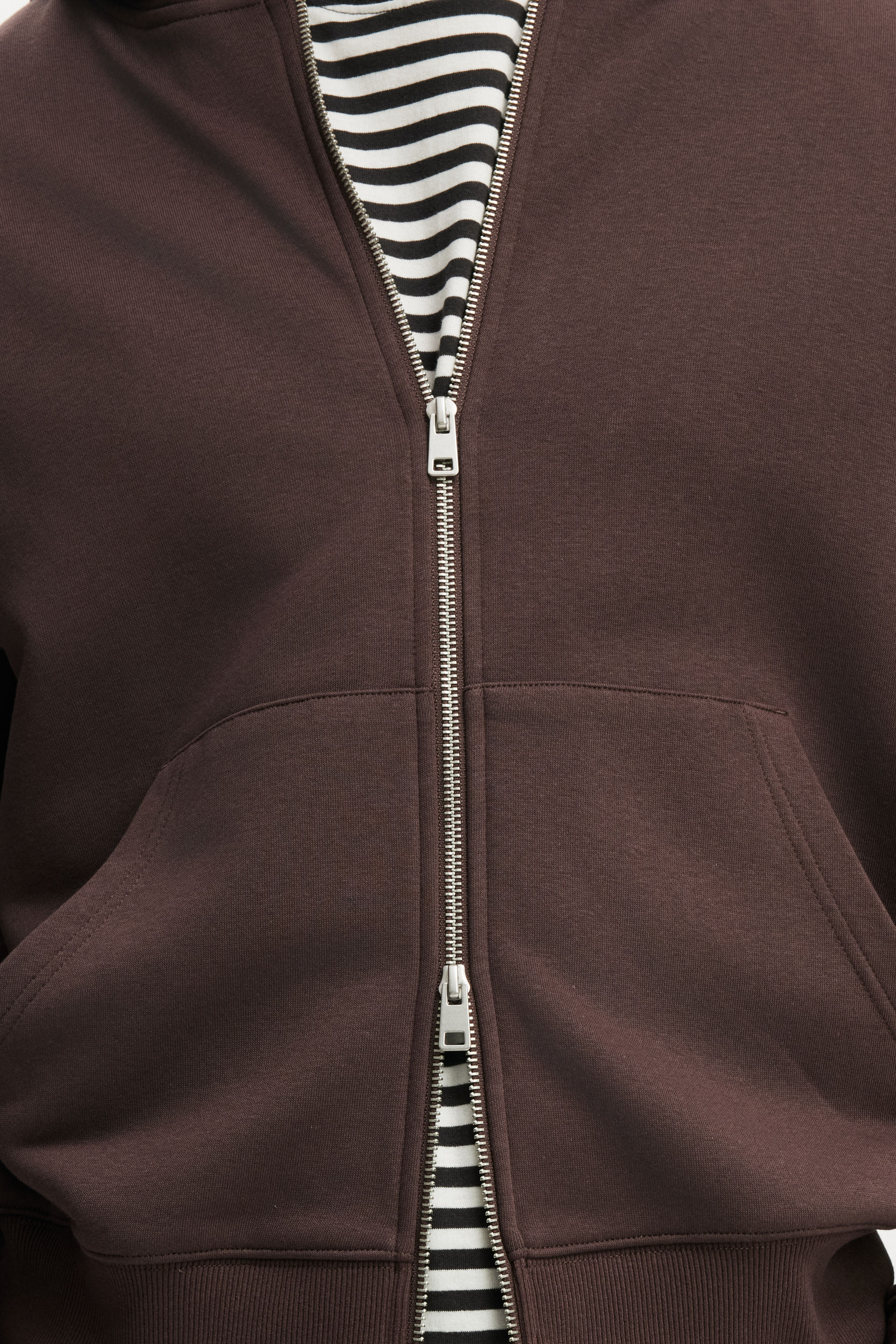 Zip Up Hoodie, DARK BROWN - example image 3