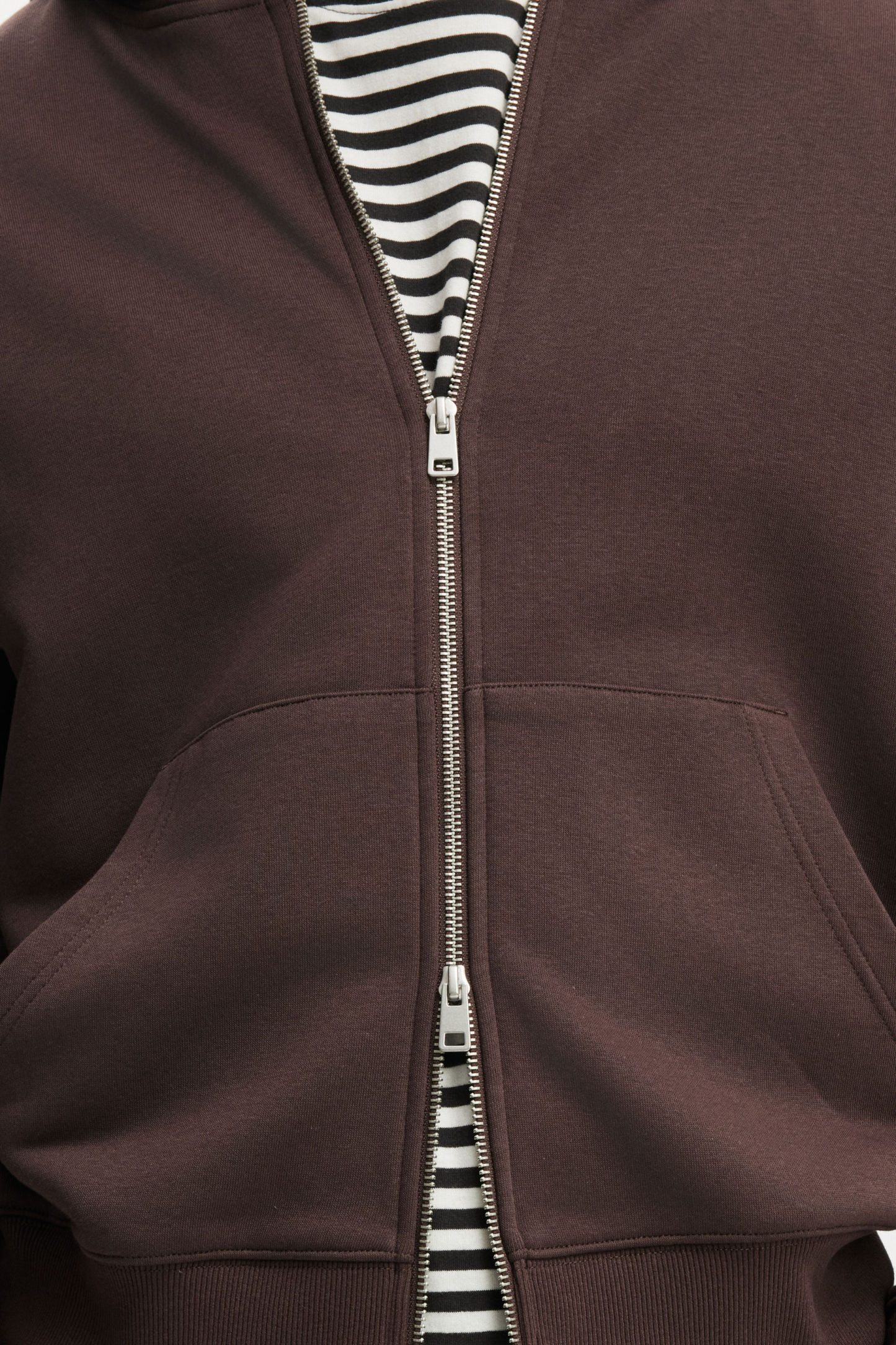 Zip Up Hoodie, DARK BROWN - example image 3