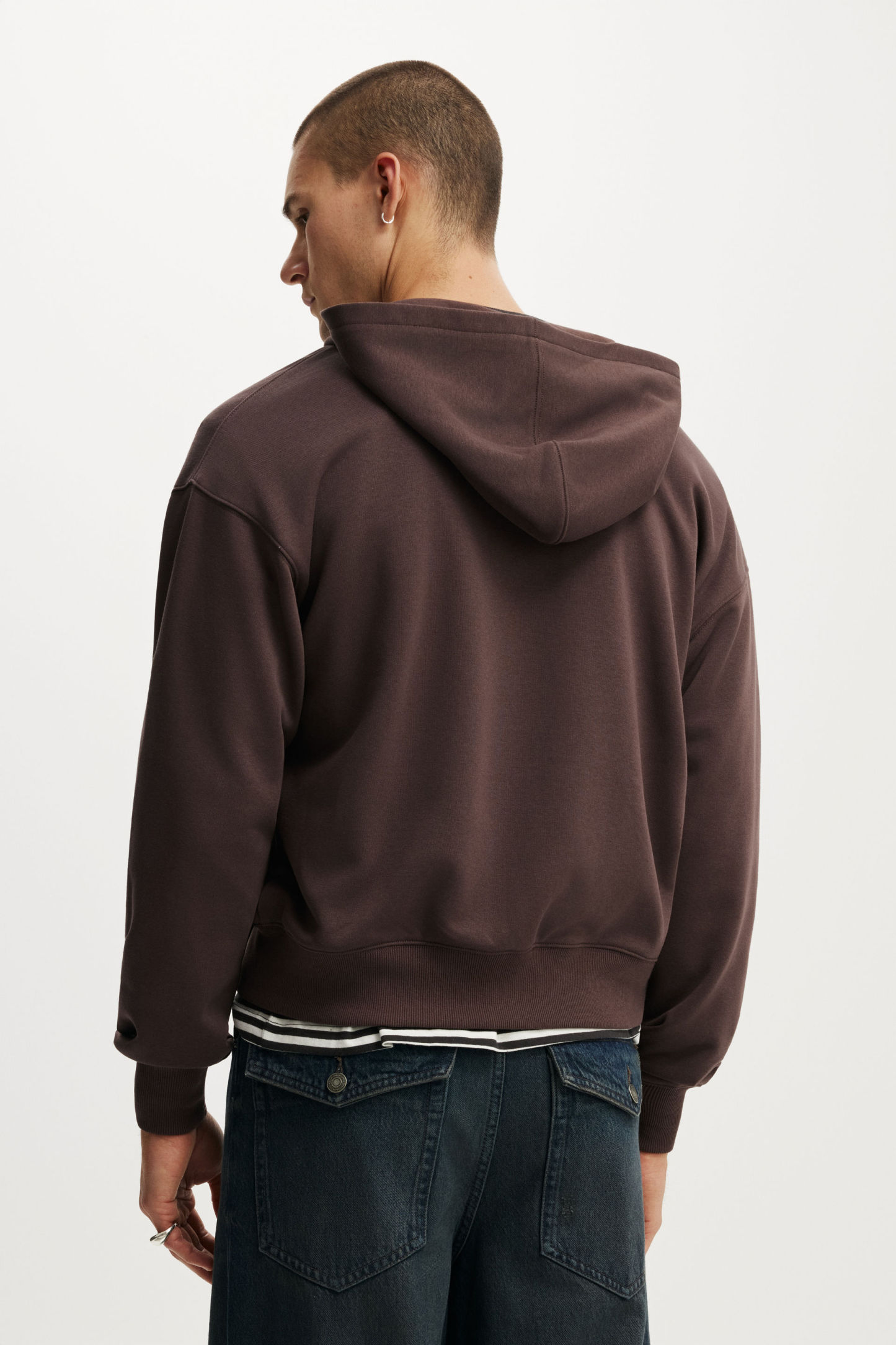 Zip Up Hoodie, DARK BROWN - example image 4