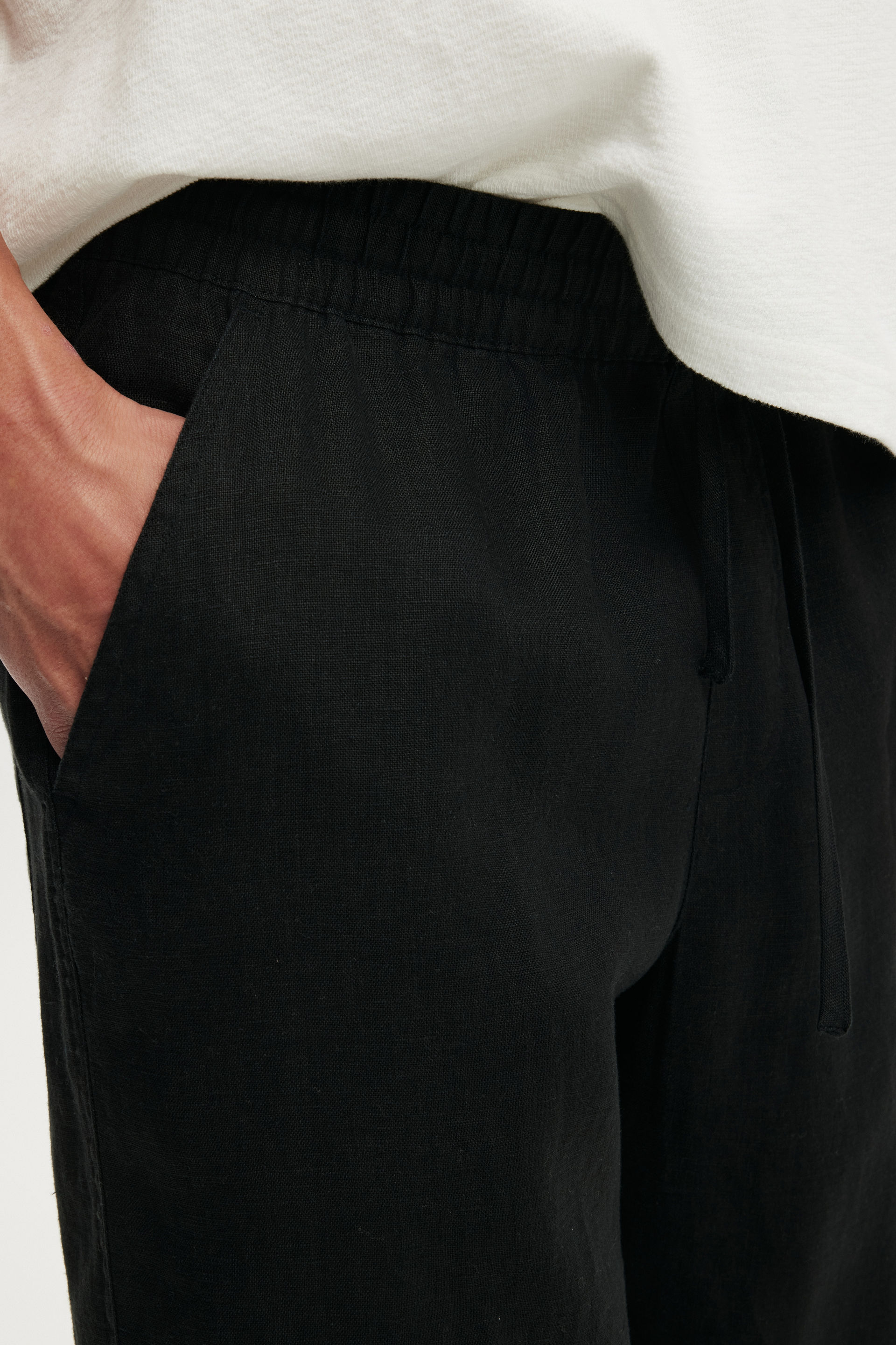 Baggy Linen Pant, BLACK - example image 4