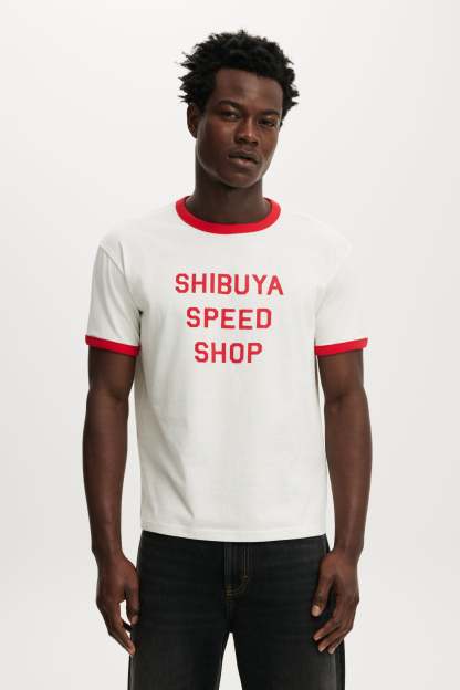 Fitted Graphic T-Shirt, VINTAGE WHITE / SHIBUYA - example image 1