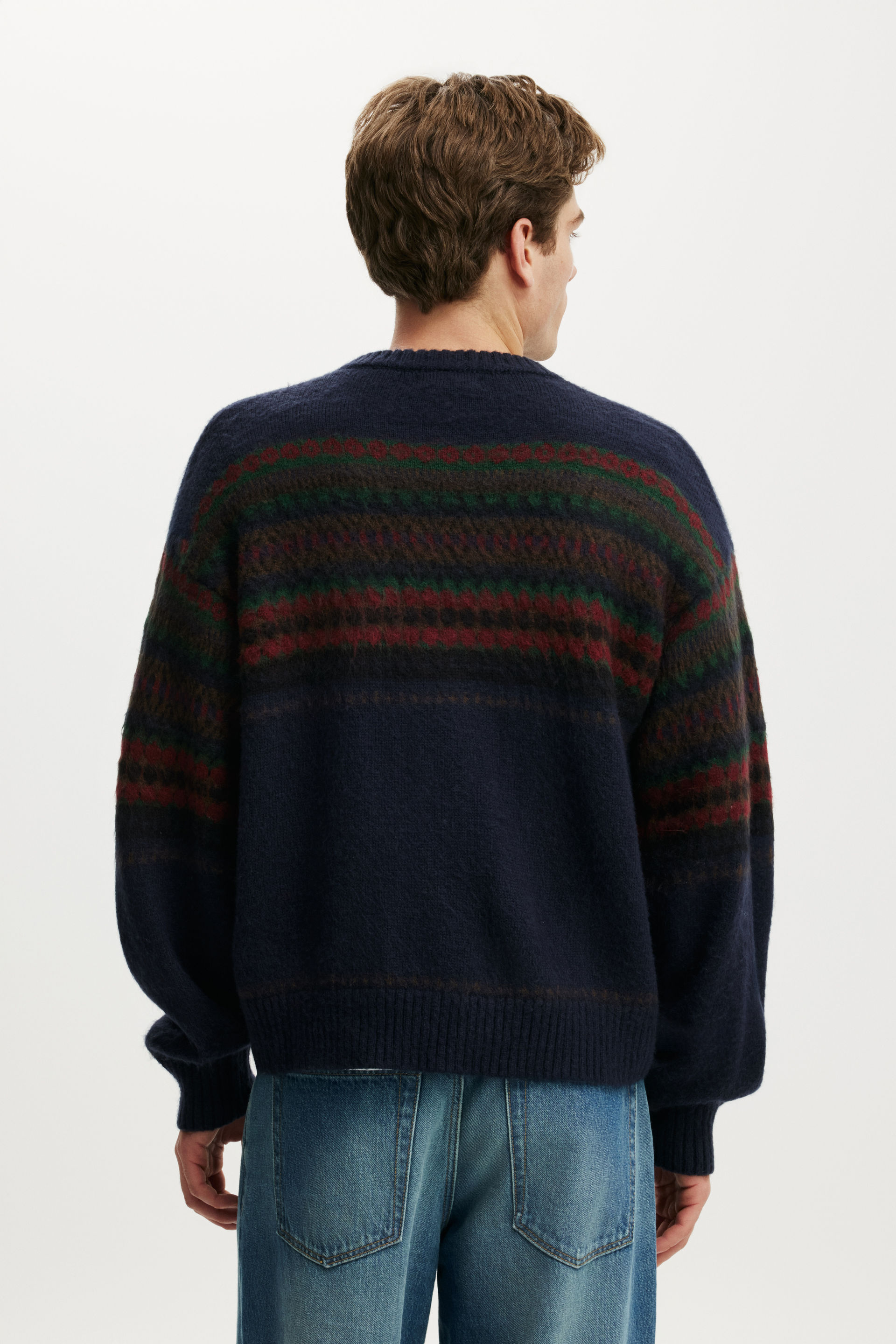 Super Soft Boxy Sweater, NAVY PATTERN PANEL - example image 3