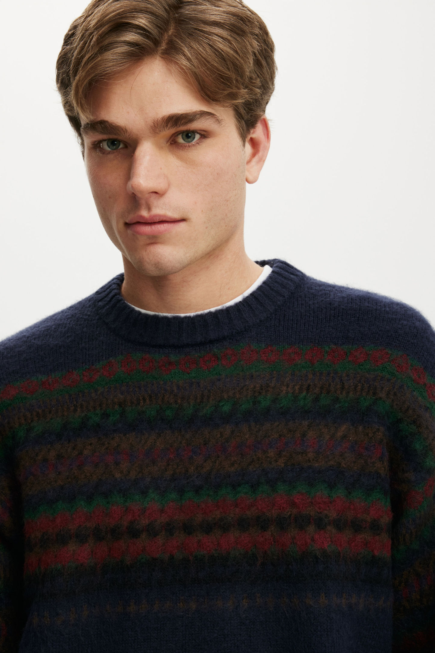 Super Soft Boxy Sweater, NAVY PATTERN PANEL - example image 4