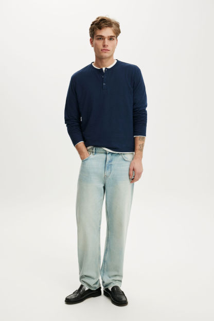 Fitted Henley Long Sleeve T-Shirt, VINTAGE NAVY - example image 2