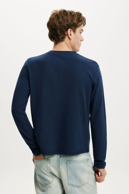 Fitted Henley Long Sleeve T-Shirt, VINTAGE NAVY - example image 3