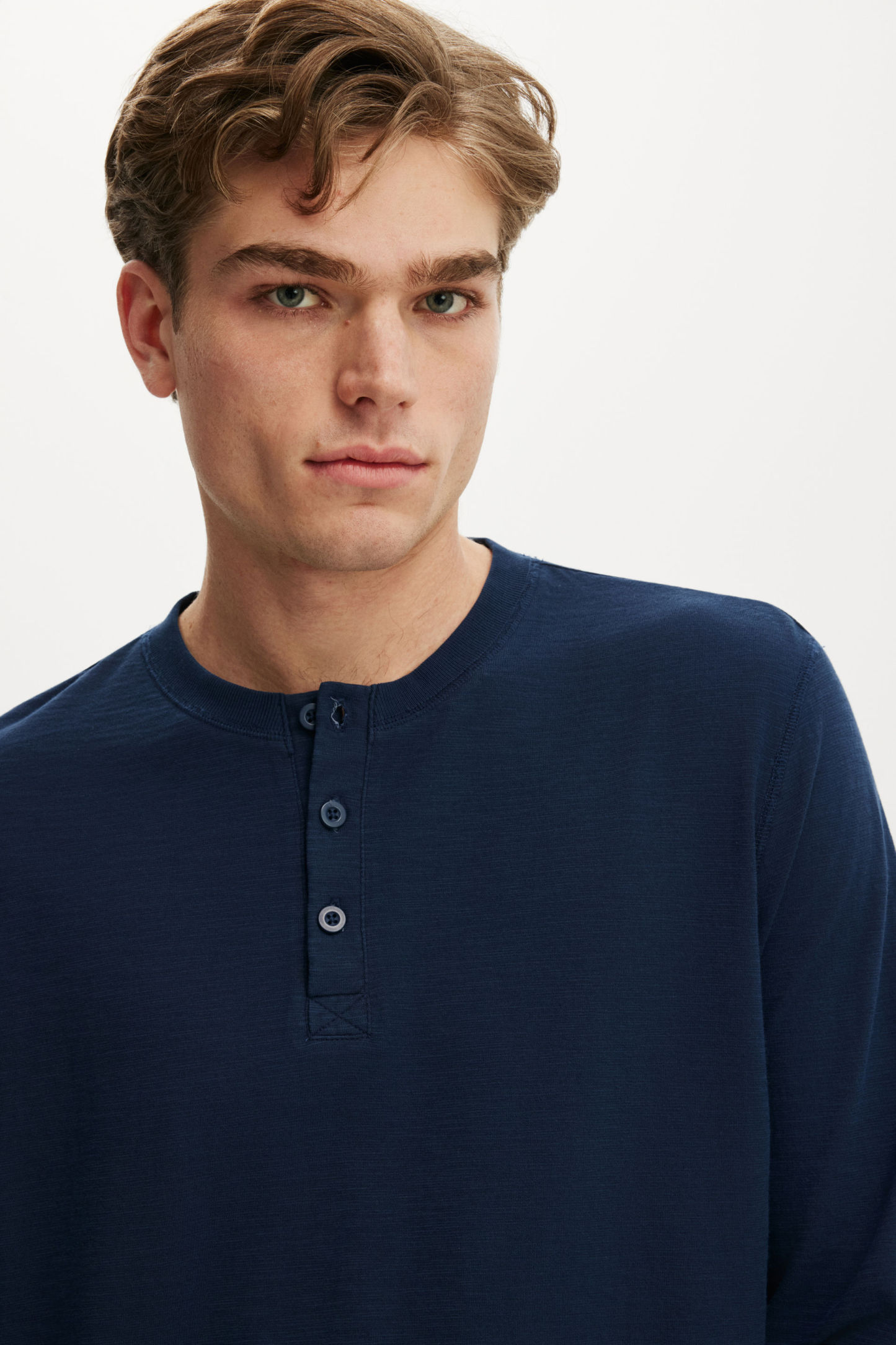Fitted Henley Long Sleeve T-Shirt, VINTAGE NAVY - example image 4