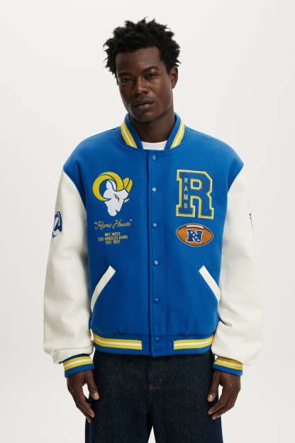 NFL Los Angeles Rams Varsity Bomber Jacket, LCN NFL LA RAMS ROYAL BLUE - example image 1