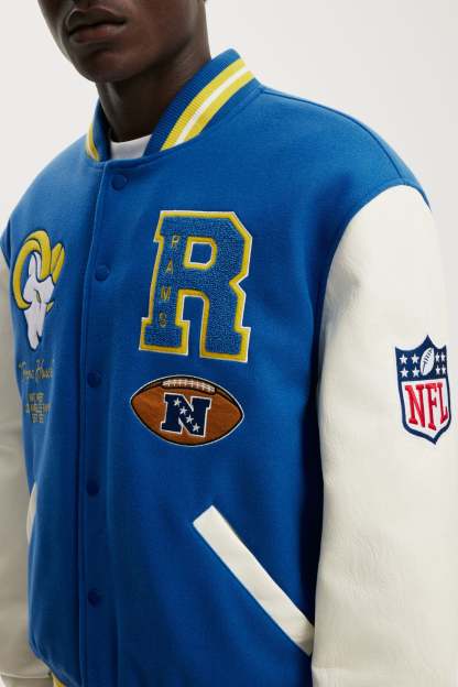 NFL Los Angeles Rams Varsity Bomber Jacket, LCN NFL LA RAMS ROYAL BLUE - example image 4