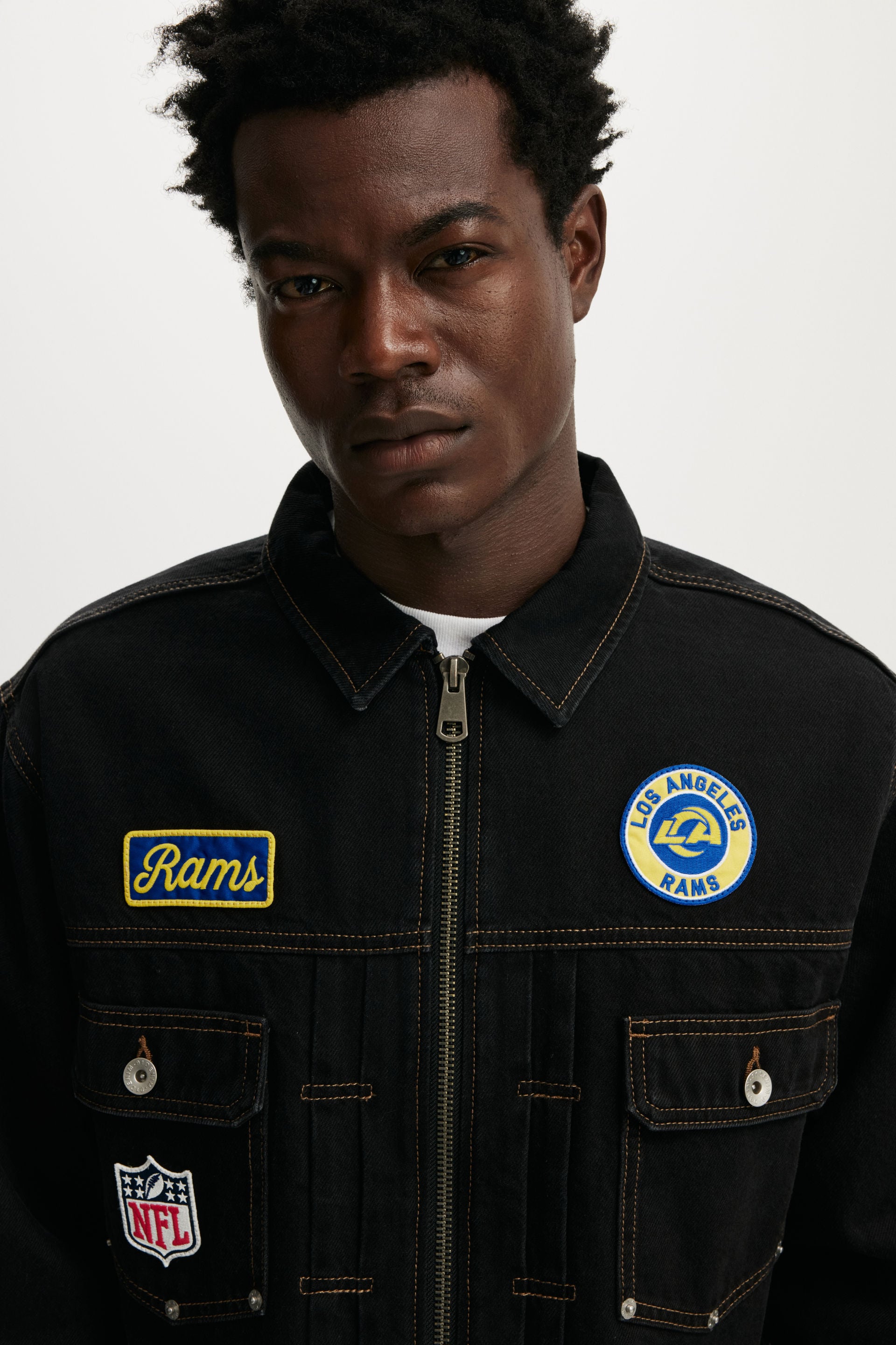 NFL Los Angeles Rams Denim Jacket, LCN NFL RAMS RINSE BLACK - example image 4