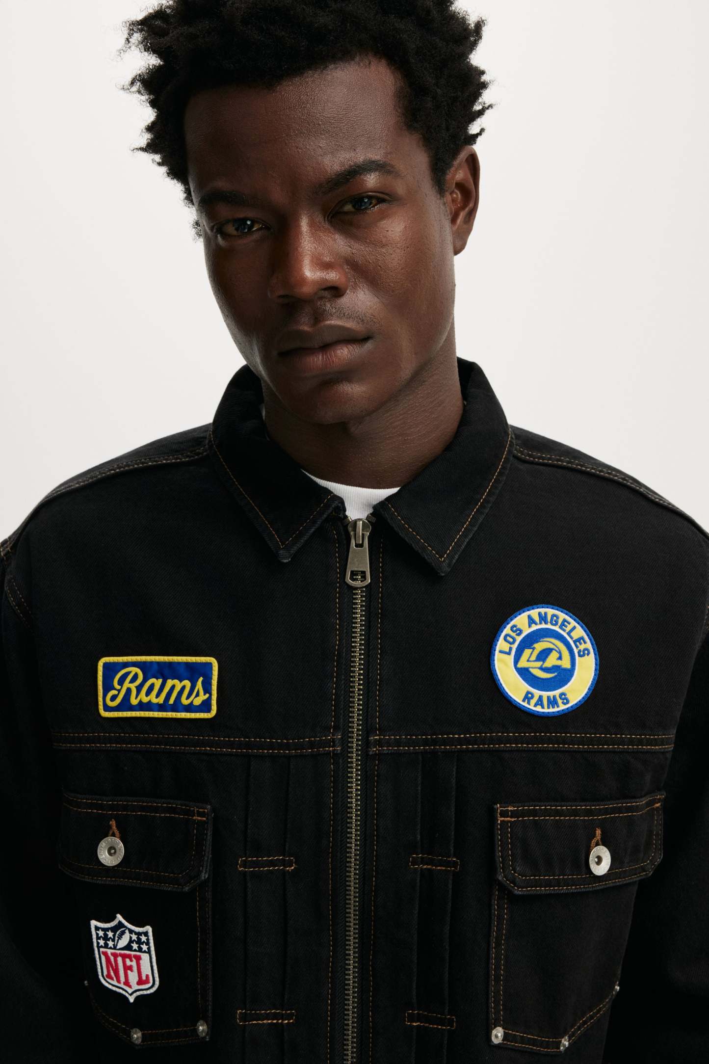 NFL Los Angeles Rams Denim Jacket, LCN NFL RAMS RINSE BLACK - example image 4
