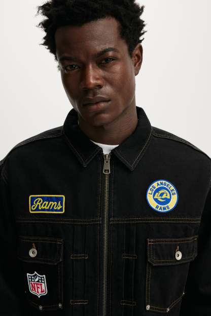 NFL Los Angeles Rams Denim Jacket, LCN NFL RAMS RINSE BLACK - example image 4