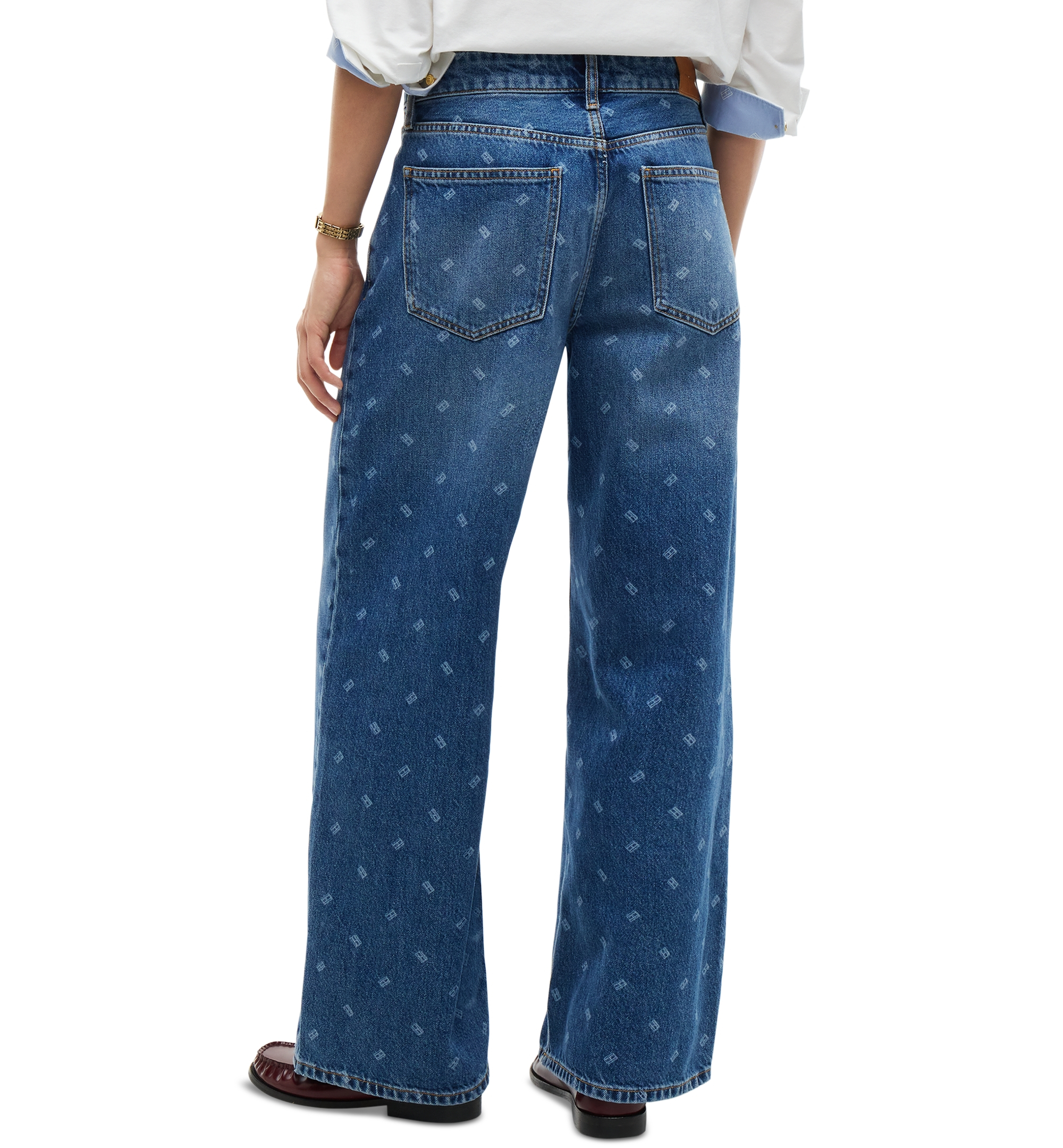Tommy Hilfiger Women's American Icons High-Rise Wide-Leg Jeans, Macy's Exclusive - Medium Wash
