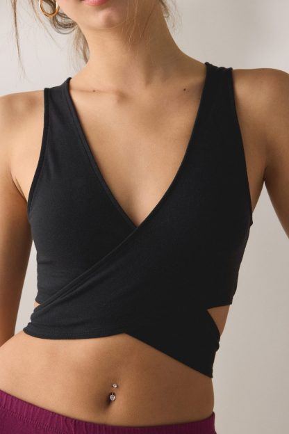 Out From Under Bec Ballet Wrap Tank Top - Black