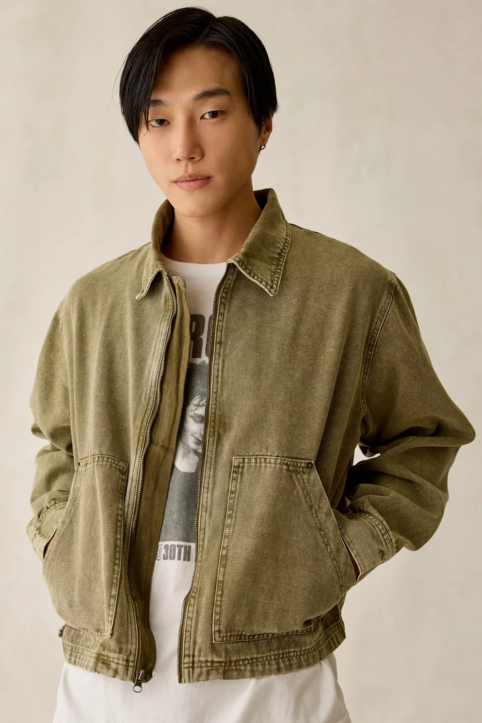BDG Kasper Textured Canvas Jacket - Olive
