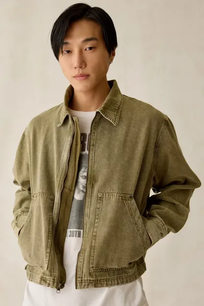 BDG Kasper Textured Canvas Jacket - Olive