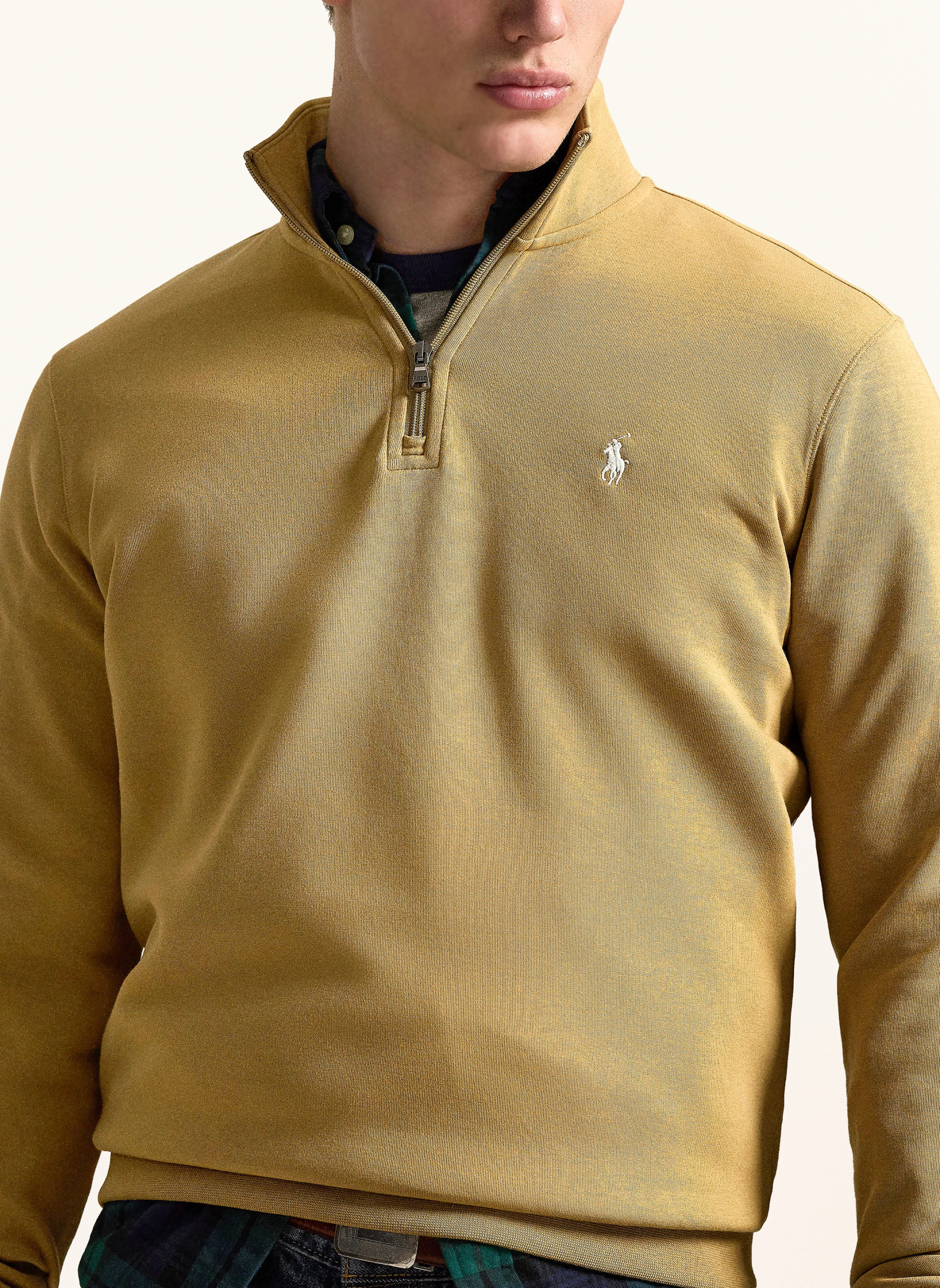 POLO RALPH LAUREN Jersey-Troyer – KHAKI / WEISS