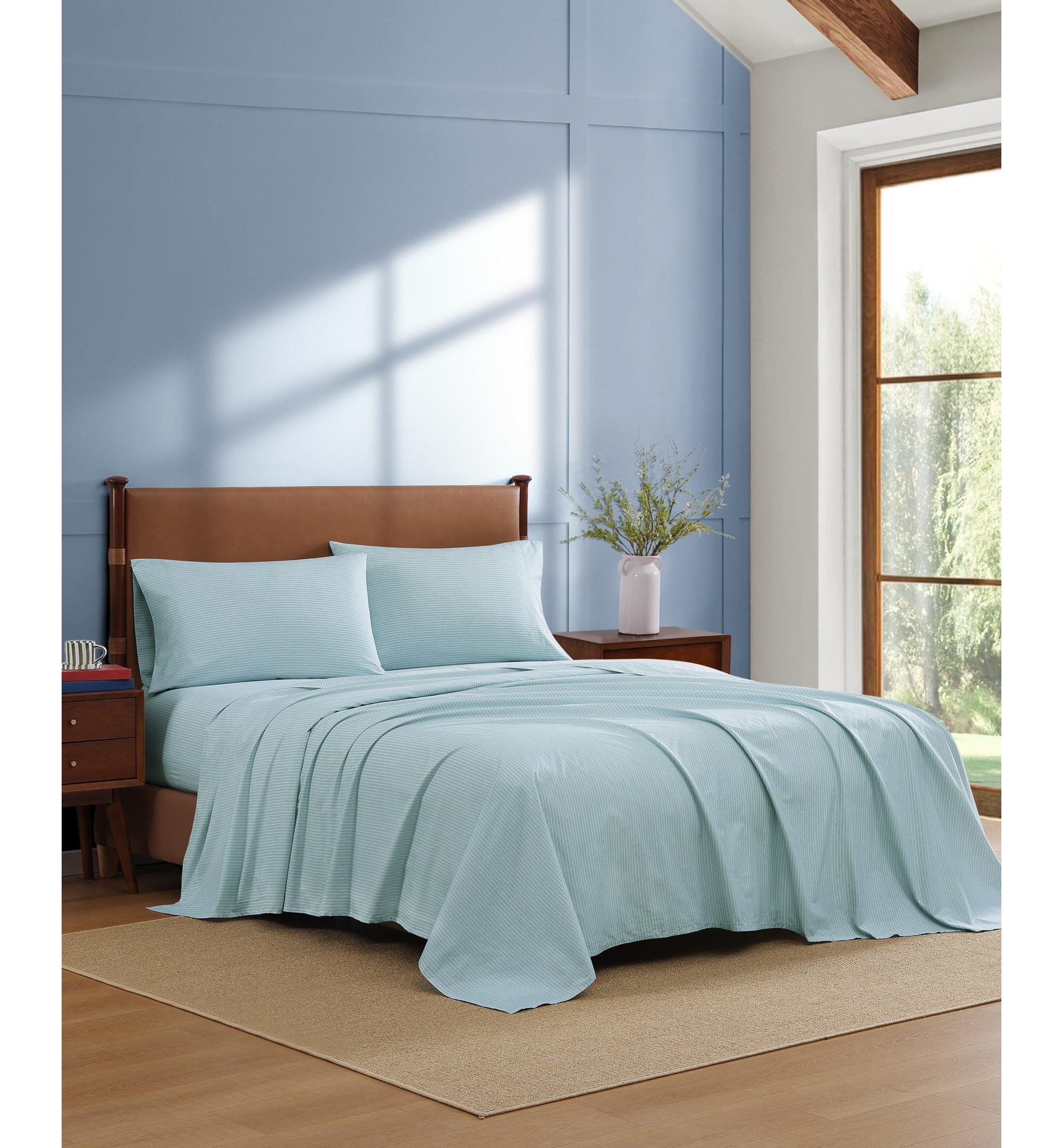Tommy Hilfiger Printed 200-Thread Count Cotton Percale Sheet Set - Highland Stripe Green