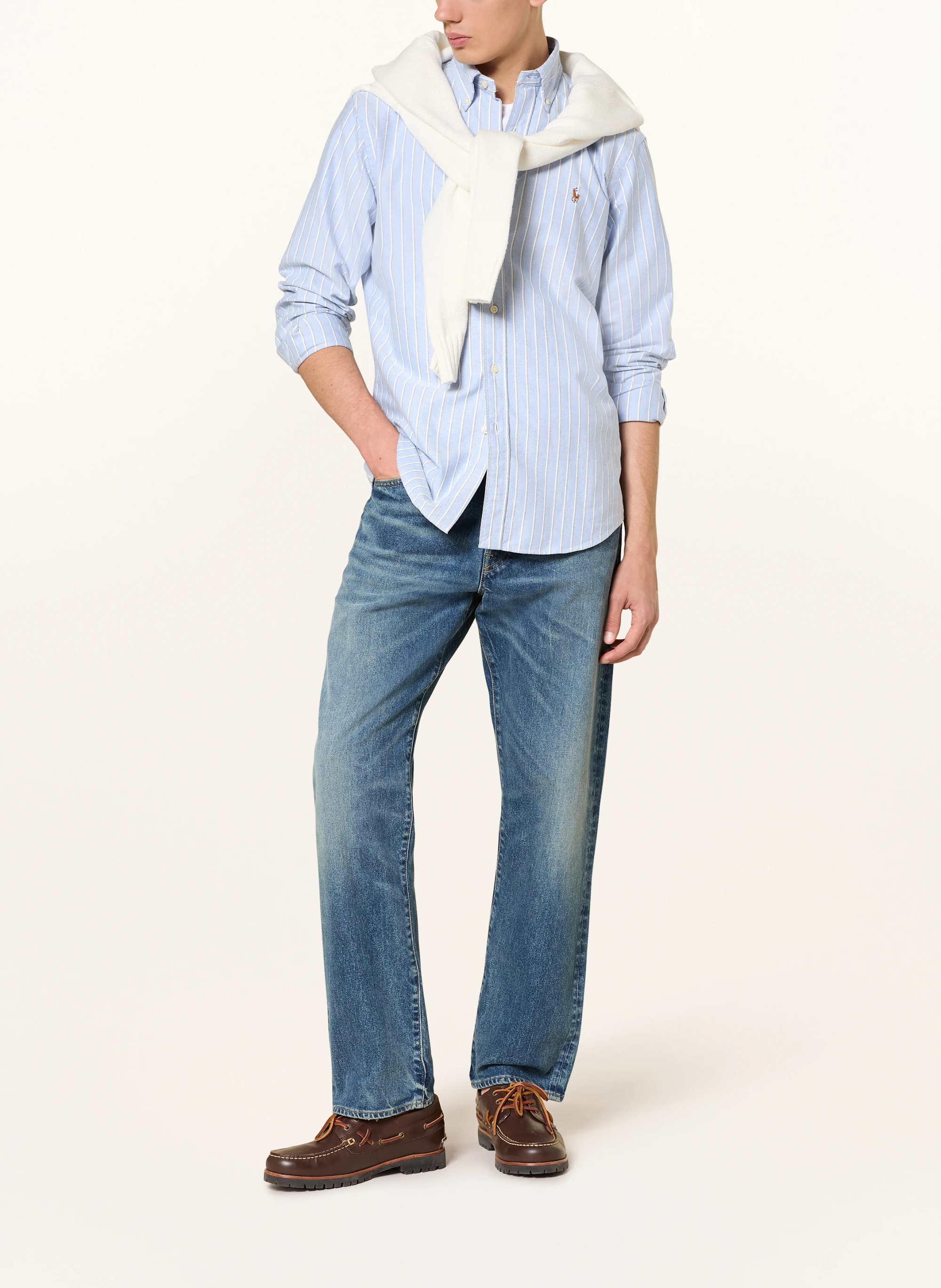 POLO RALPH LAUREN Oxfordhemd Custom Fit – HELLBLAU / WEISS / DUNKELBLAU