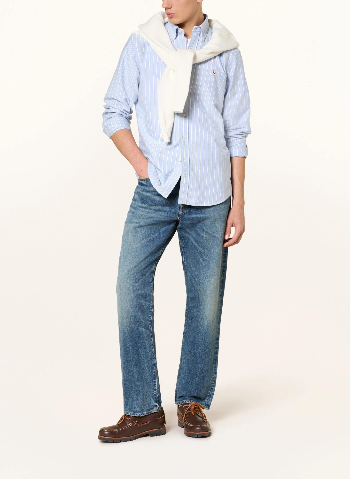 POLO RALPH LAUREN Oxfordhemd Custom Fit – HELLBLAU / WEISS / DUNKELBLAU
