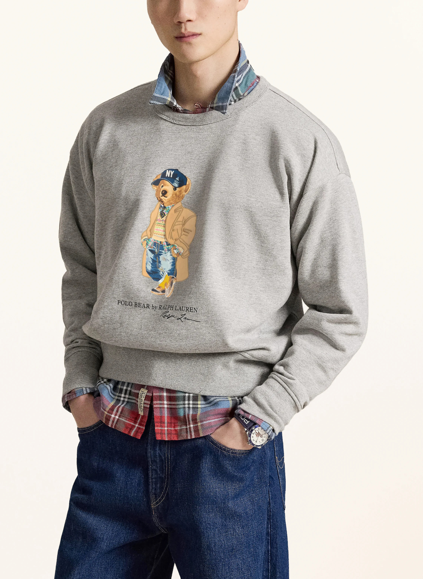 POLO RALPH LAUREN Sweatshirt – HELLGRAU / HELLBRAUN / BLAU