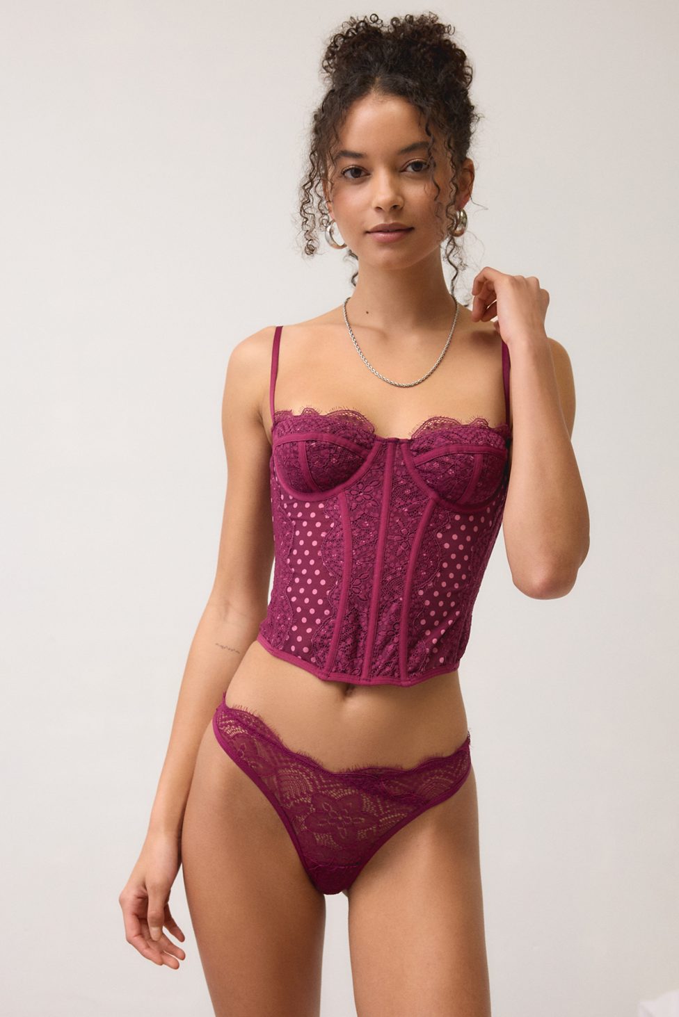 Out From Under Modern Love Sheer Lace Thong - Purple