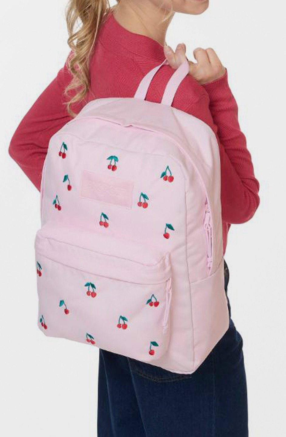 JanSport SuperBreak® Plus Backpack - Pink Ice Cherry Embroidery
