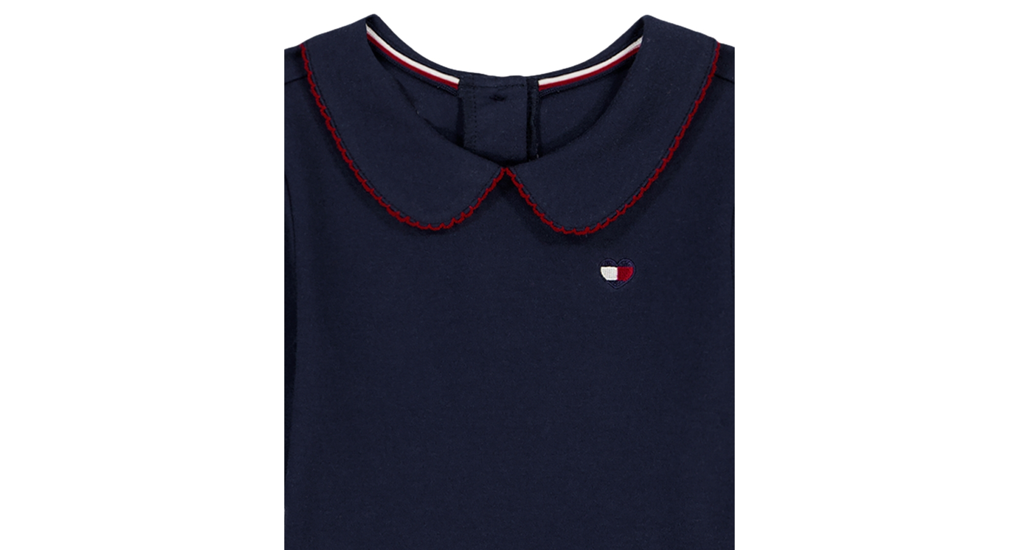 Tommy Hilfiger Girls' 4-6X Peter Pan Collar Plaid Detail Dress - Navy/Red