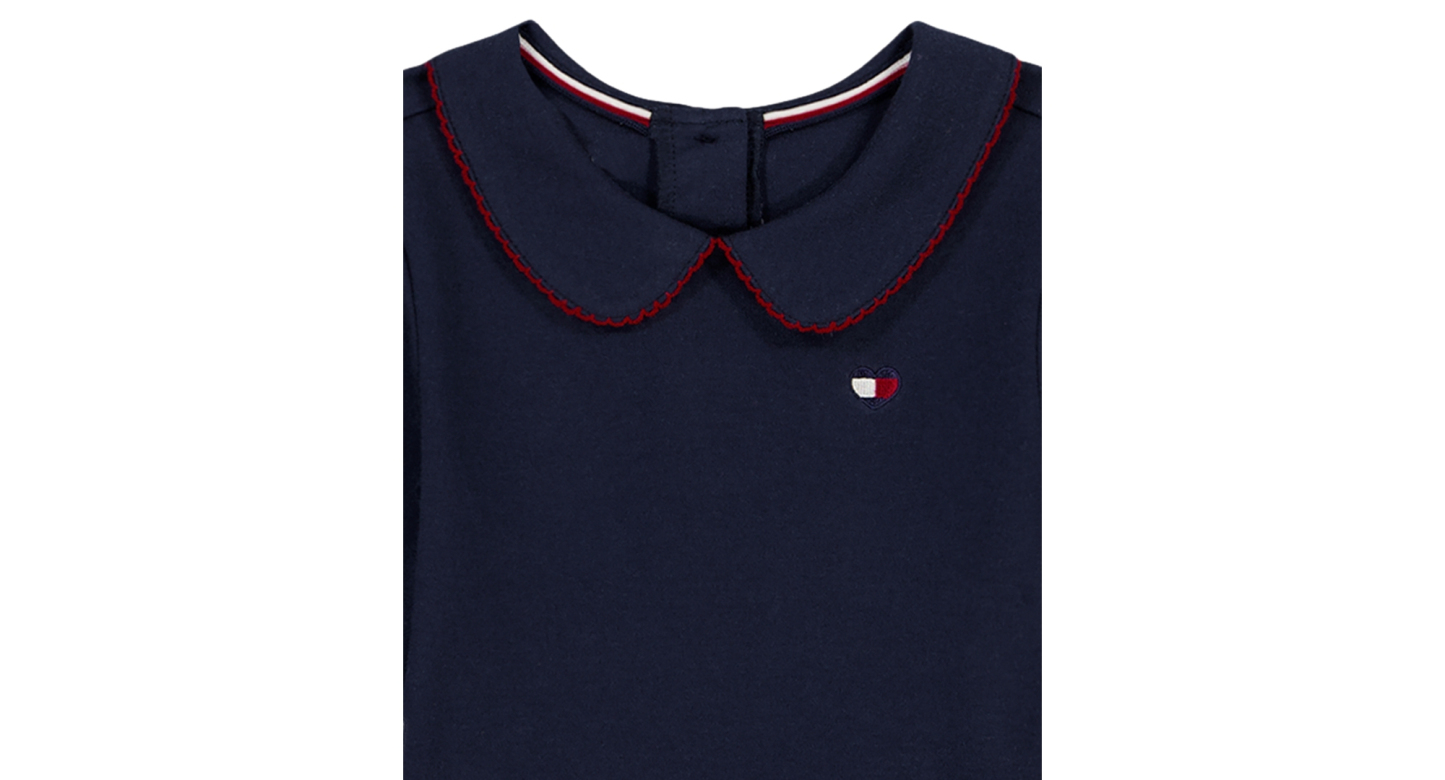 Tommy Hilfiger Girls' 4-6X Peter Pan Collar Plaid Detail Dress - Navy/Red